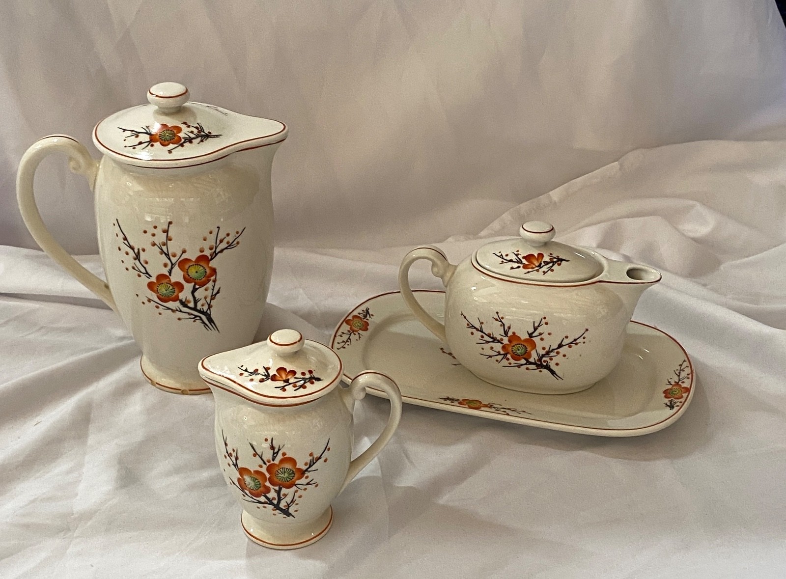Vintage Japanese Occupied Japan S.G.K. Moriyama Pottery Cherry Blossom set