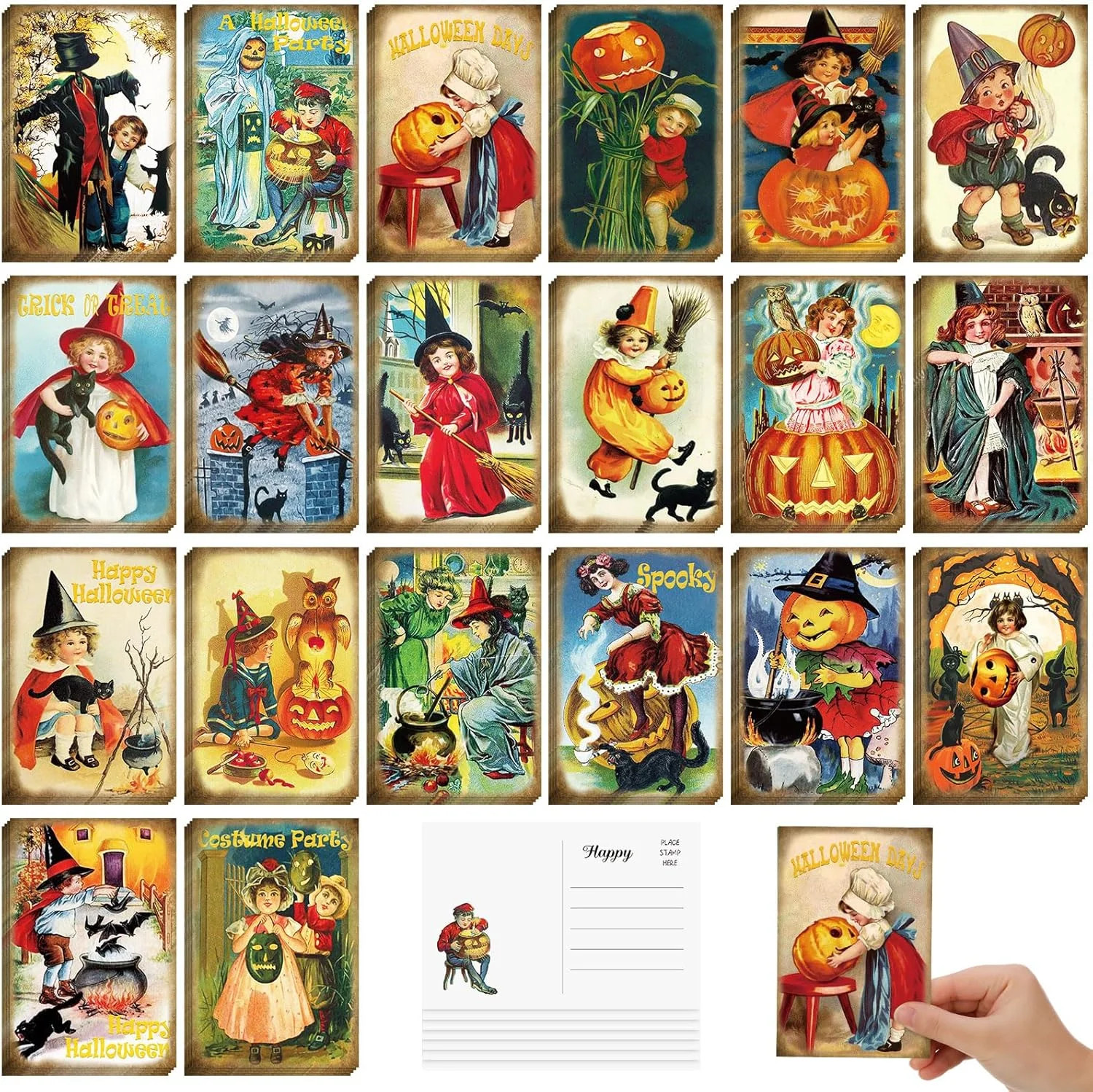 80 Pcs Vintage Halloween Postcards 4 x 6 Retro Halloween Greeting Cards Scary 80 Pcs Vintage Halloween Postcards 4 x 6 Retro Halloween Greeting Cards Scary