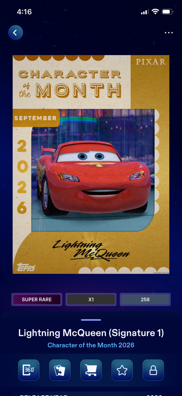 Digital 2026 Disney Collect Character of the Month Lightning McQueen Signature