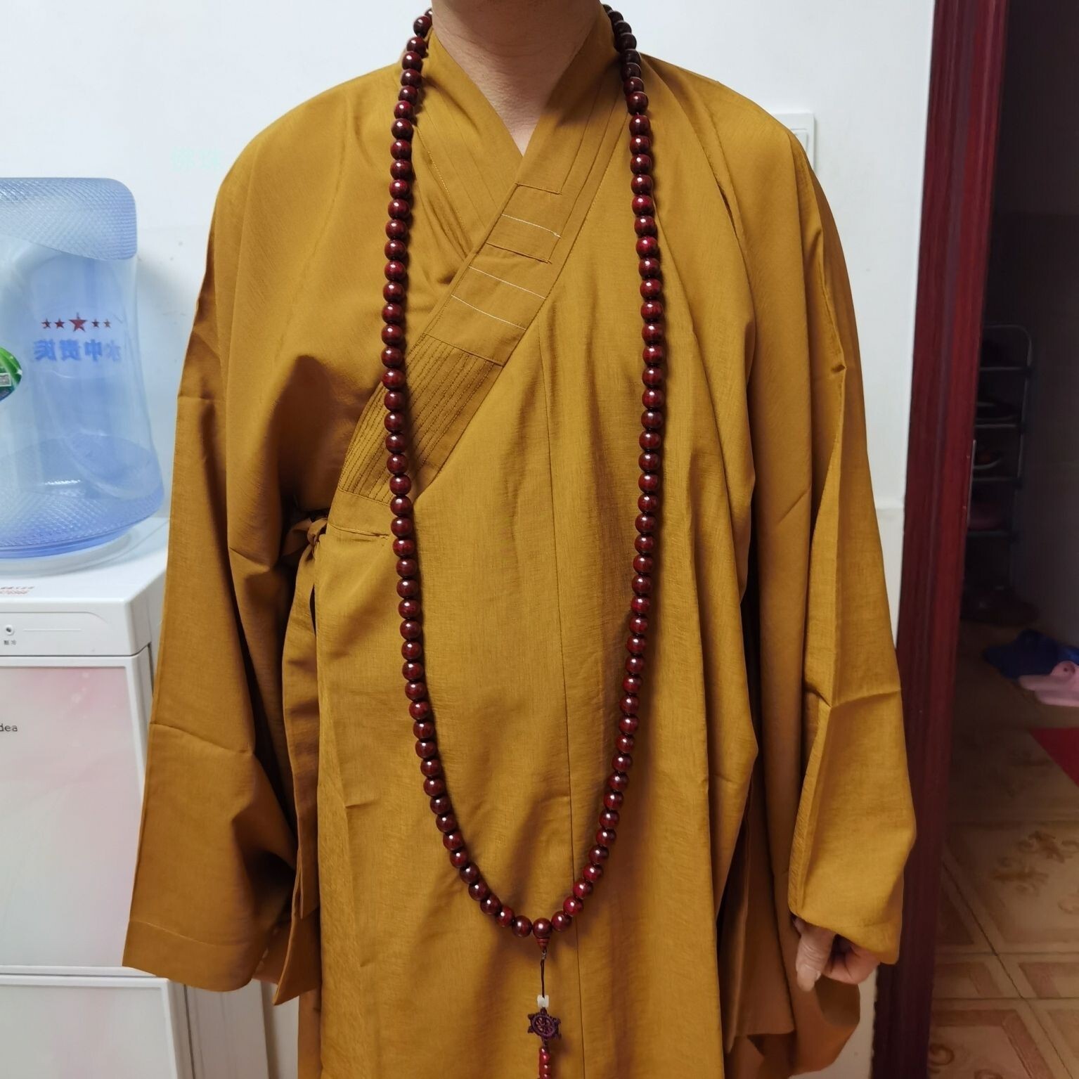15mm 108 Beads Natural Wood Shaolin Buddha Monk Prayer Mala Red Beads Necklace 15mm 108 Beads Natural Wood Shaolin Buddha Monk Prayer Mala Red Beads Necklace