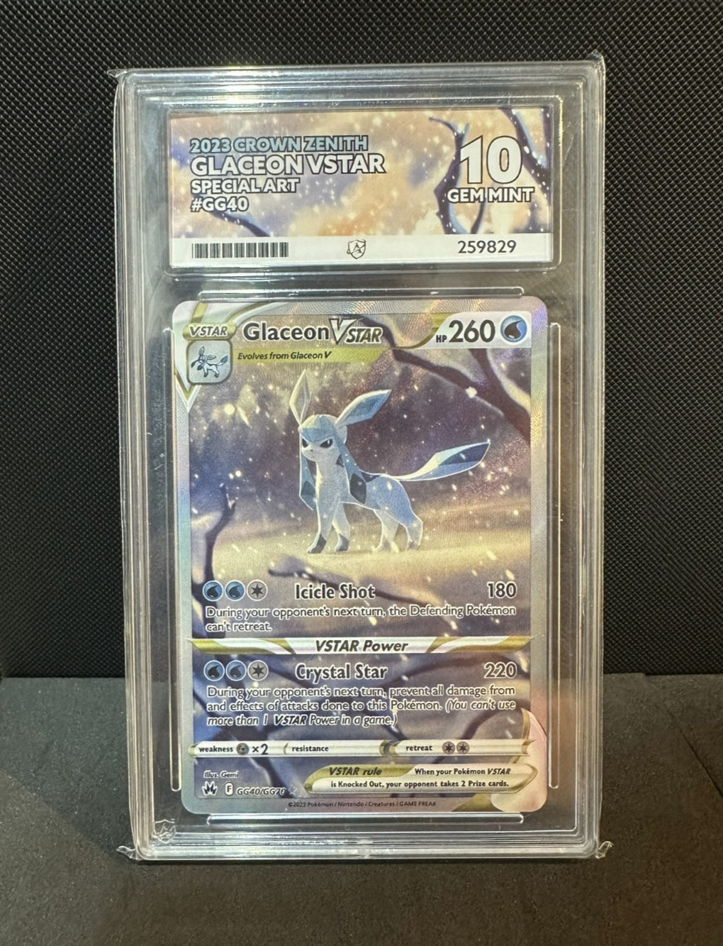ACE 10 Glaceon VSTAR GG40/GG70 - Pokemon TCG: Crown Zenith - PERFECT SUBGRADES