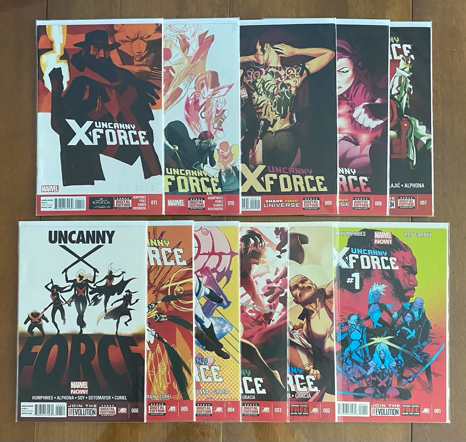 Marvel Comics Uncanny X-Force Lot (1-11) Complete Run Bagged & Backed Marvel Comics Uncanny X-Force Lot (1-11) Complete Run Bagged & Backed