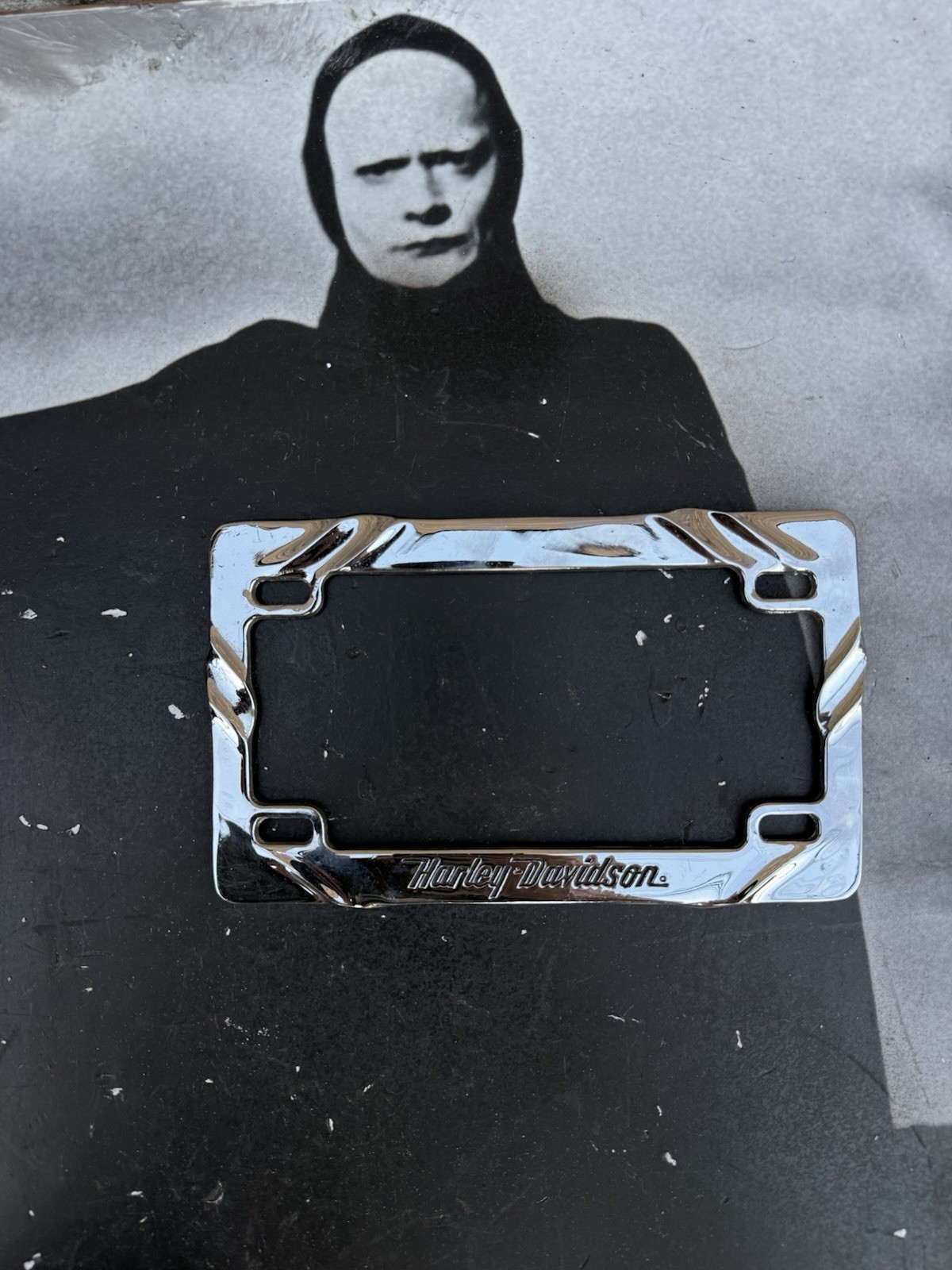 Harley Davidson Cast Chrome License Plate Frame Vintage Harley Davidson Cast Chrome License Plate Frame Vintage