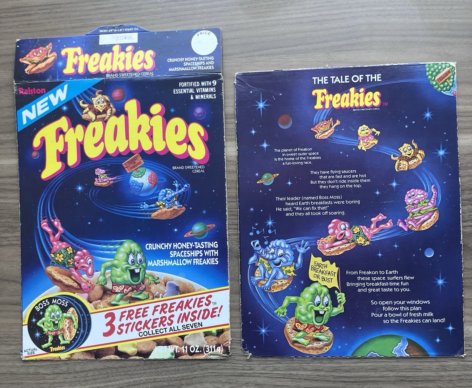 Freakies Cereal Box Partial 1987 Ralston Front and Back Panels Only Freakies Cereal Box Partial 1987 Ralston Front and Back Panels Only