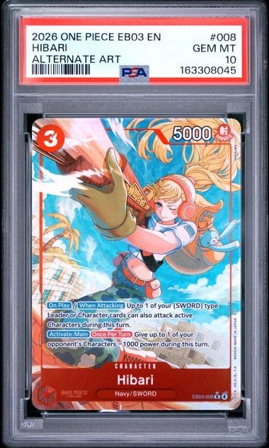 2026 One Piece EB03 EN Hibari Alt Art #008 PSA 10 2026 One Piece EB03 EN Hibari Alt Art #008 PSA 10