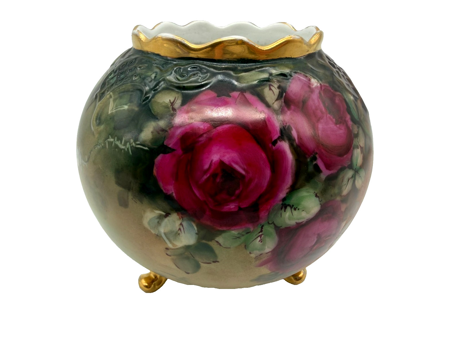 Antique Signed Hand Painted Vienna Austria Floral Rose Round Footed Ball Vase 5 Antique Signed Hand Painted Vienna Austria Floral Rose Round Footed Ball Vase 5