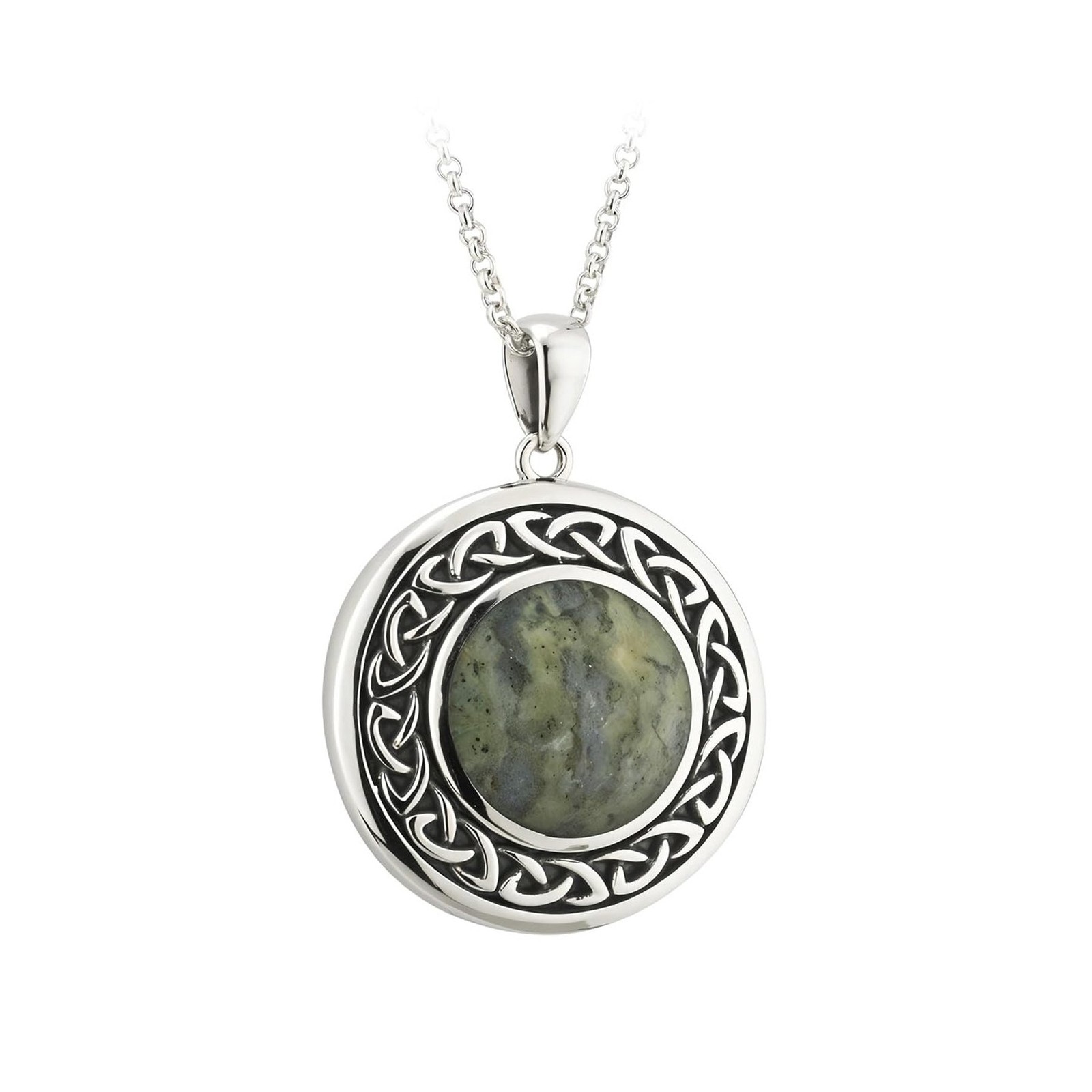 Biddy Murphy 925 Sterling Silver Celtic Weave Connemara Marble Pendant Neckla... Biddy Murphy 925 Sterling Silver Celtic Weave Connemara Marble Pendant Neckla...