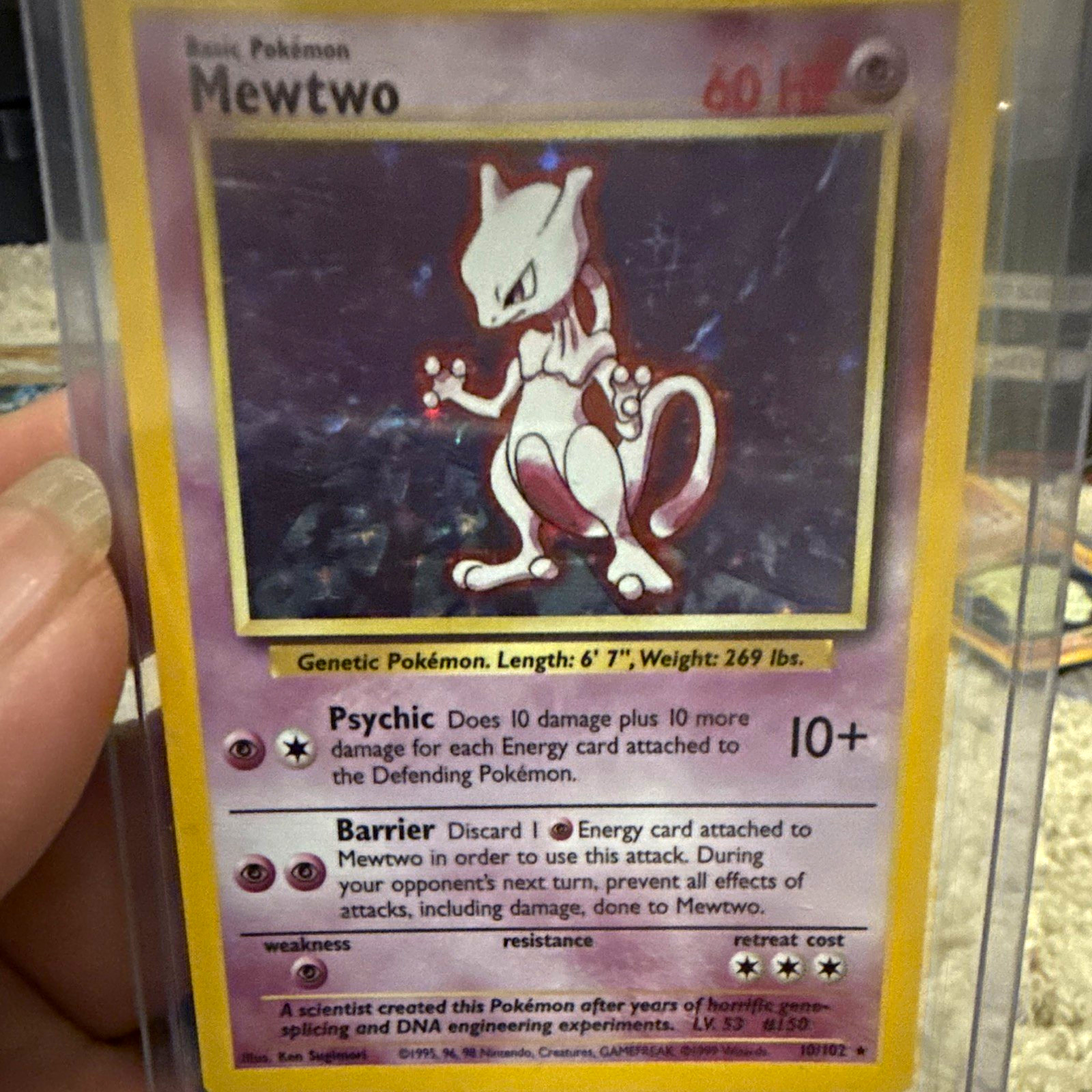 Pokémon TCG Base Set Mewtwo 10/102 Holo 1999 Wizards English Card Pokémon TCG Base Set Mewtwo 10/102 Holo 1999 Wizards English Card