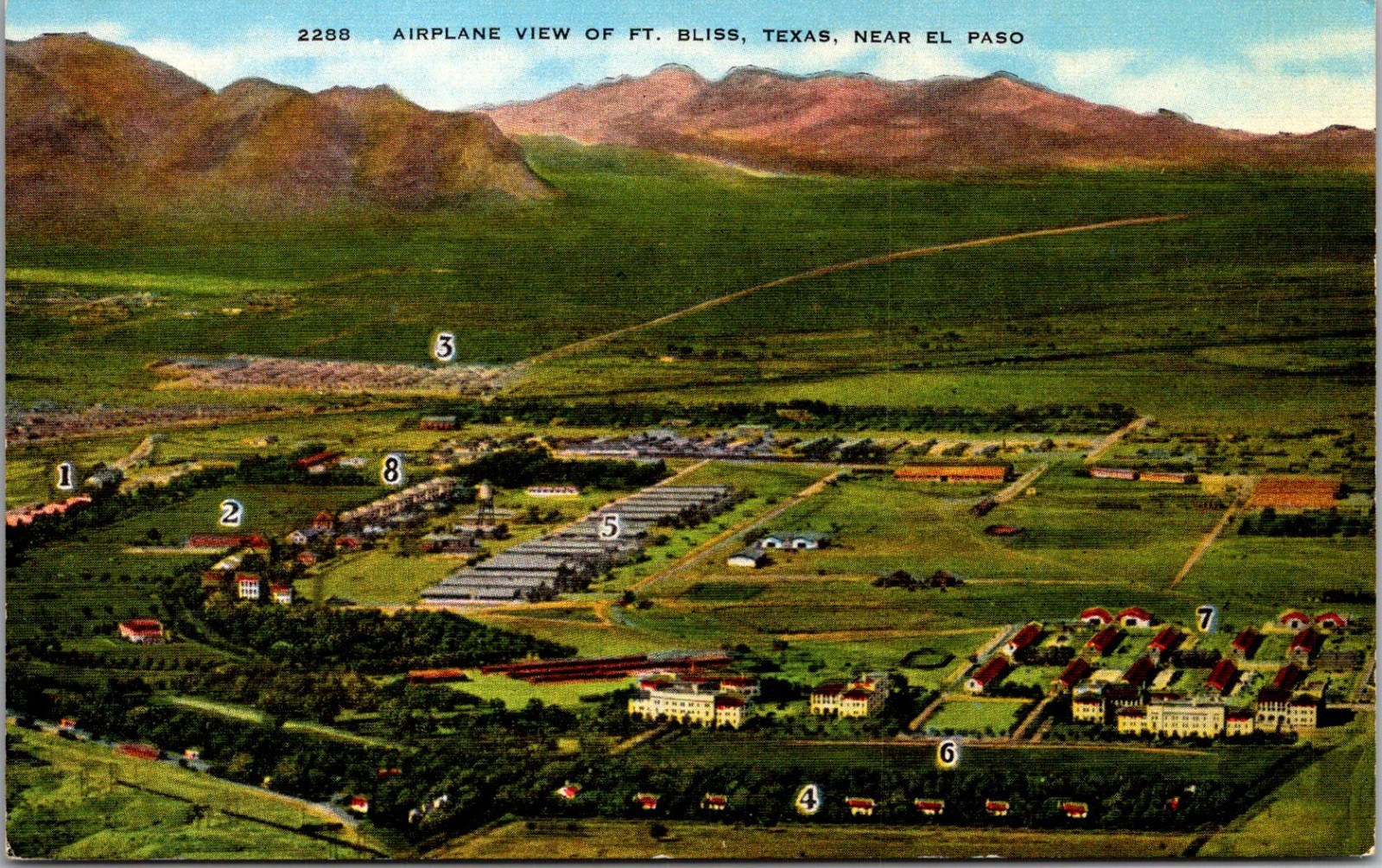 Airplane View Ft Bliss TX El Paso Cavalry Division Vintage Postcard TP11-26-1 Airplane View Ft Bliss TX El Paso Cavalry Division Vintage Postcard TP11-26-1