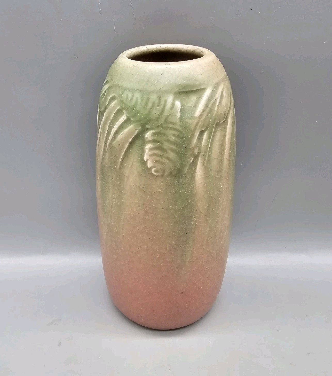 Vintage Rookwood Pottery Pinecone Vase 1917 #1889 Pink & Green 6.25