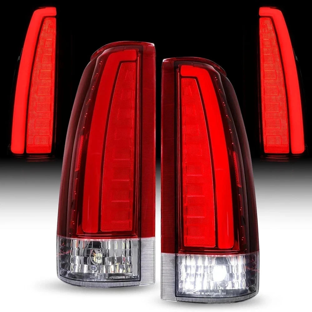 Pair RED LED Tail Lights Compatible with Chevrolet GMC C/K Silverado Sierra Pick