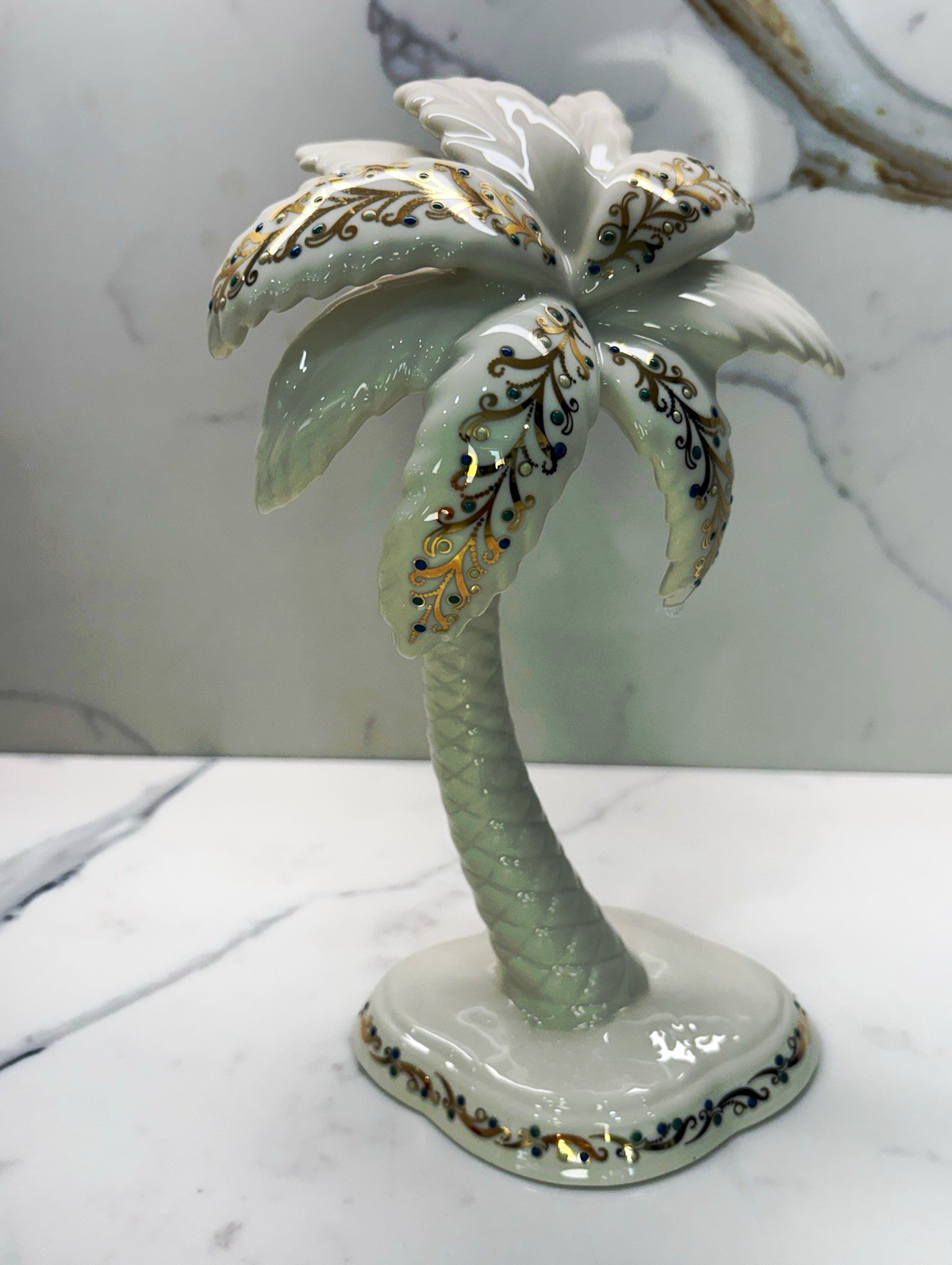 Lenox China Jewels Palm Tree Figurine Porcelain Glossy Hand Painted 24K Gold