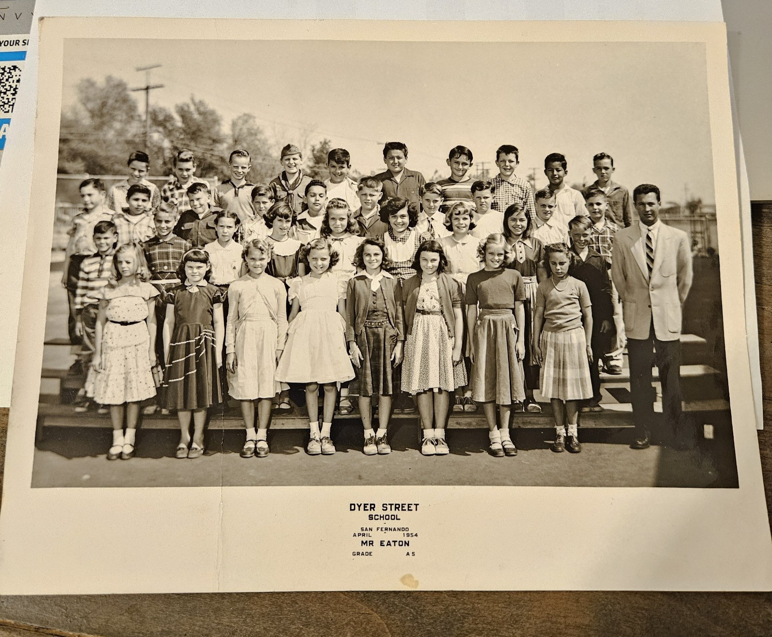 VINTAGE 1954 DYER STREET ELEM. SCHOOL, SAN FERNANDO CA.  5TH GRADE CLASS PHOTO