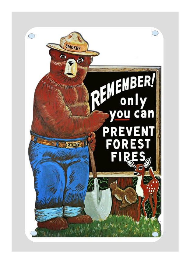 Smokey The Bear Only You Can Prevent Forrest Fires 8x12 Aluminum Metal Sign