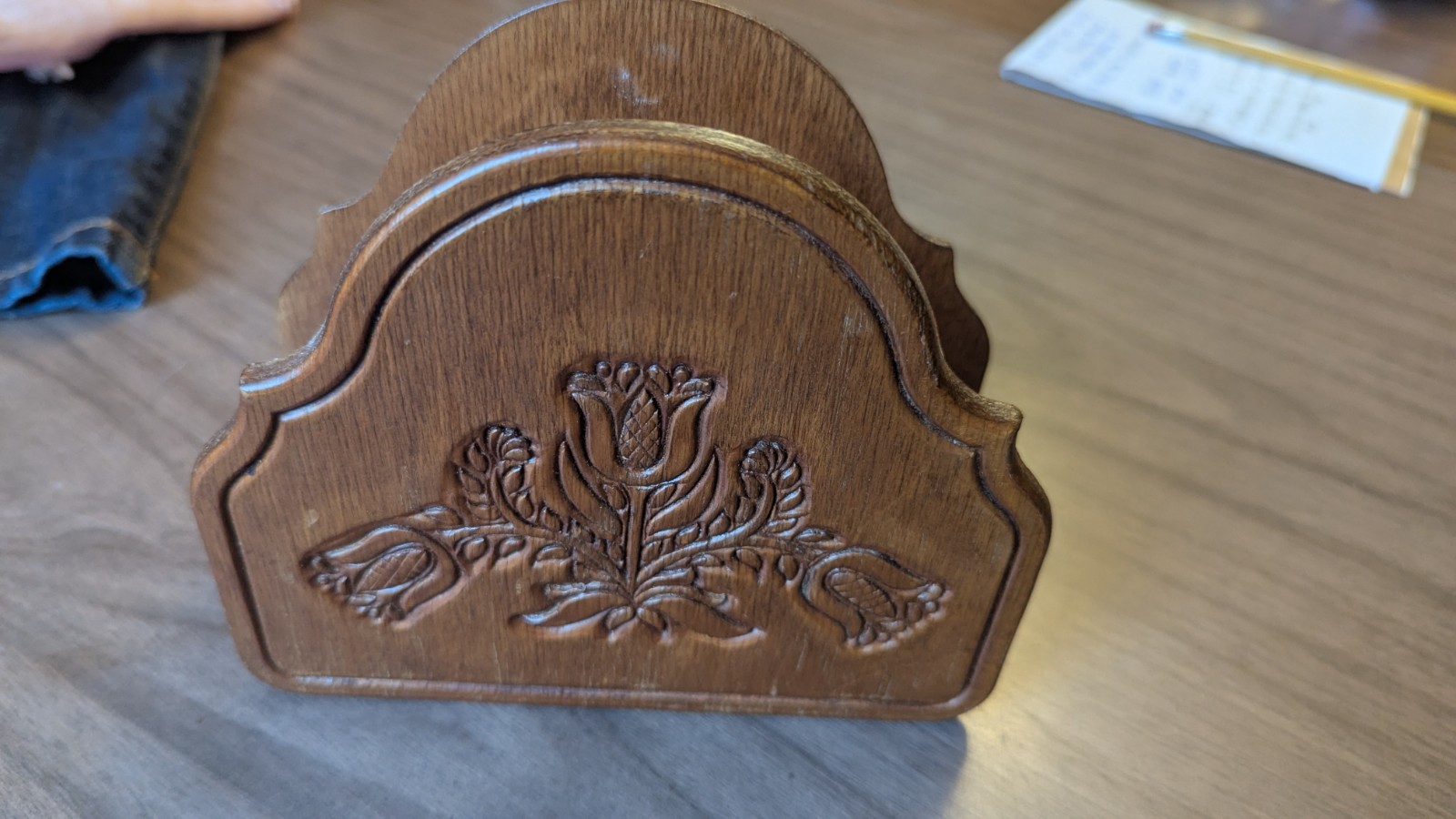 Vintage 70\'s Wooden Napkin Holder 5 1/2 x 6 1/2\ Vintage 70\'s Wooden Napkin Holder 5 1/2 x 6 1/2\