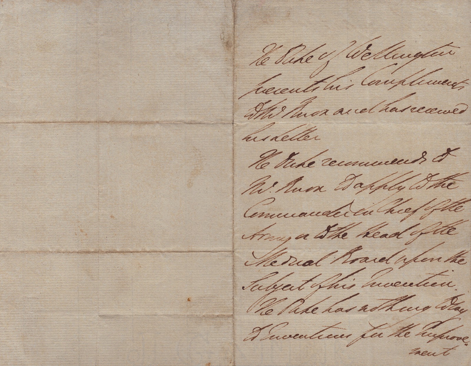 DUKE (ARTHUR WELLESLEY) OF WELLINGTON (GREAT BRITIAN) - THIRD PERSON LETTER