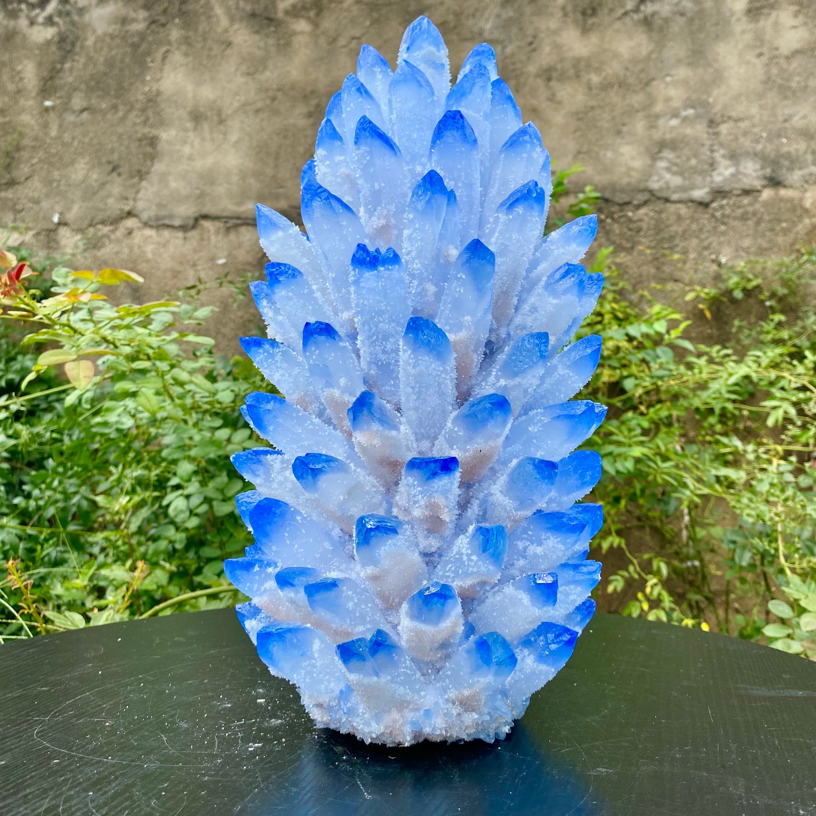 22.7LB  Newly discovered blue crystal cluster flower shaped mineral specimen