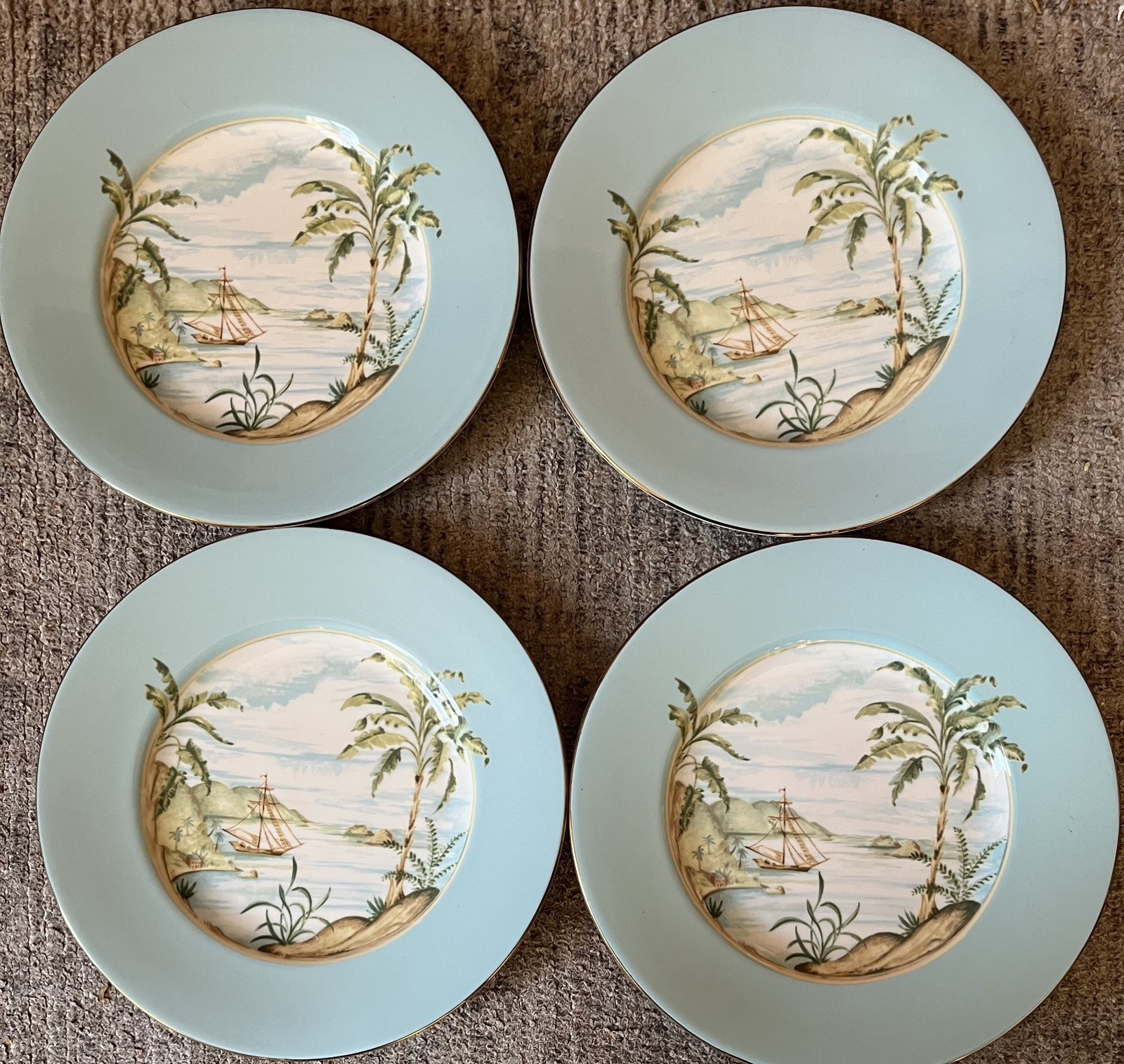 4 Lenox Blue British Colonial Tradewind Accent Luncheon Plates 9 1/2” NEW 4 Lenox Blue British Colonial Tradewind Accent Luncheon Plates 9 1/2” NEW