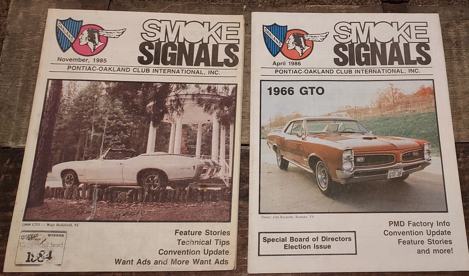 Pontiac Oakland Club Smoke Signals Magazine NOV. 85 & April 86