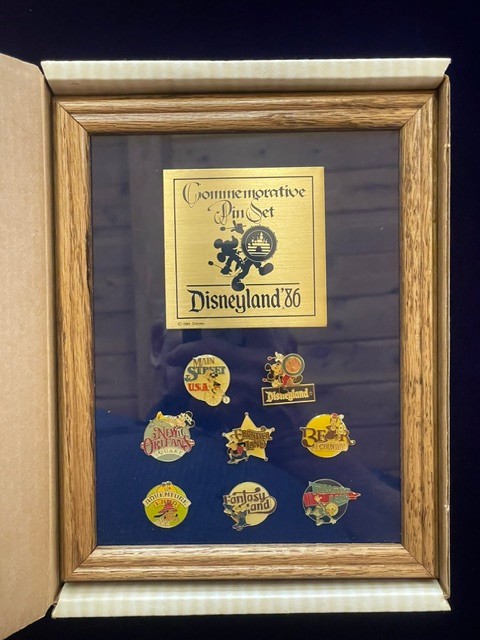Disneyland 1986 Commemorative Pin Set with Frame and Plaque New in Box Disneyland 1986 Commemorative Pin Set with Frame and Plaque New in Box
