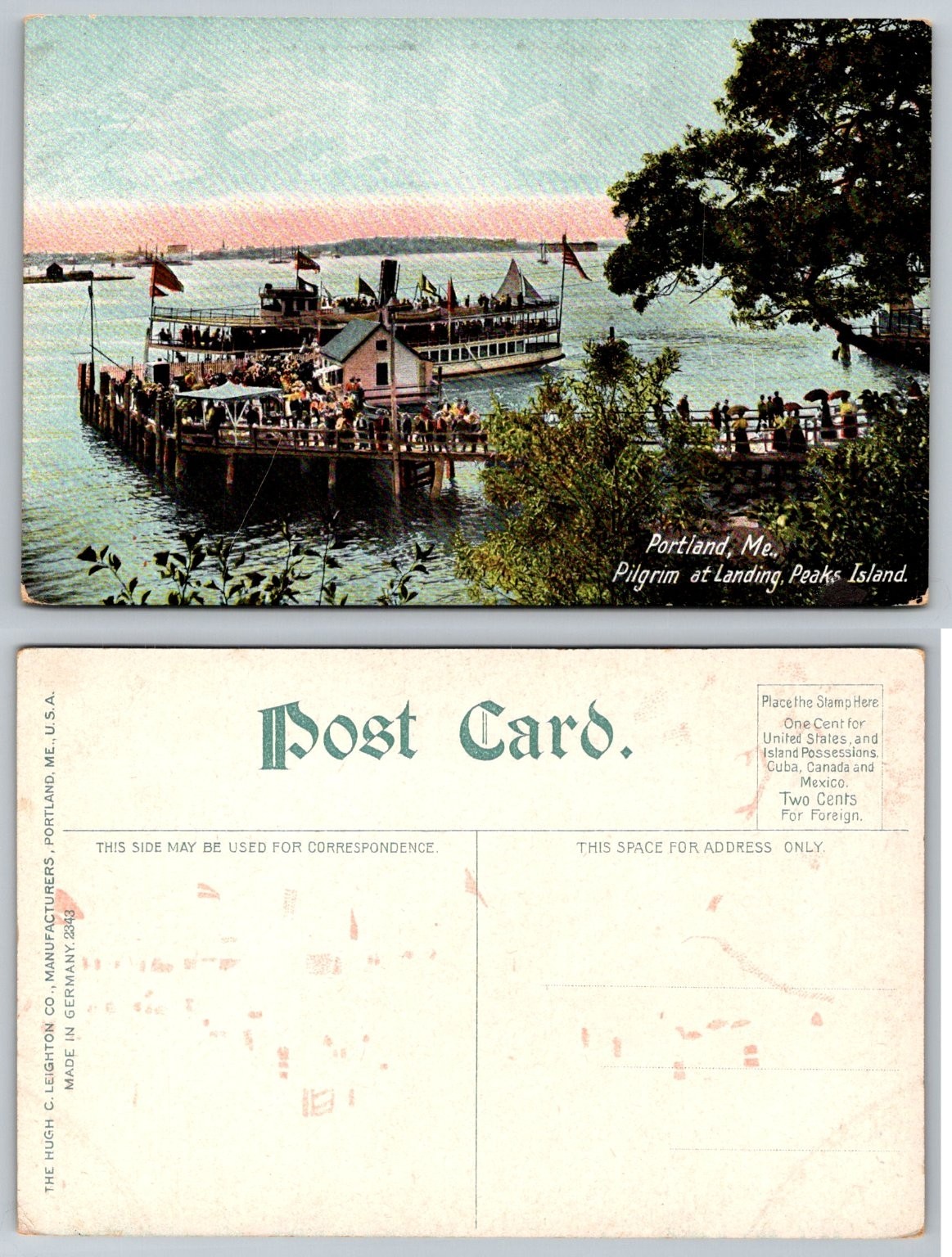 Portland ME Peaks Island Steamboat Pilgrim Dock Scene Early 1900s Postcard Portland ME Peaks Island Steamboat Pilgrim Dock Scene Early 1900s Postcard