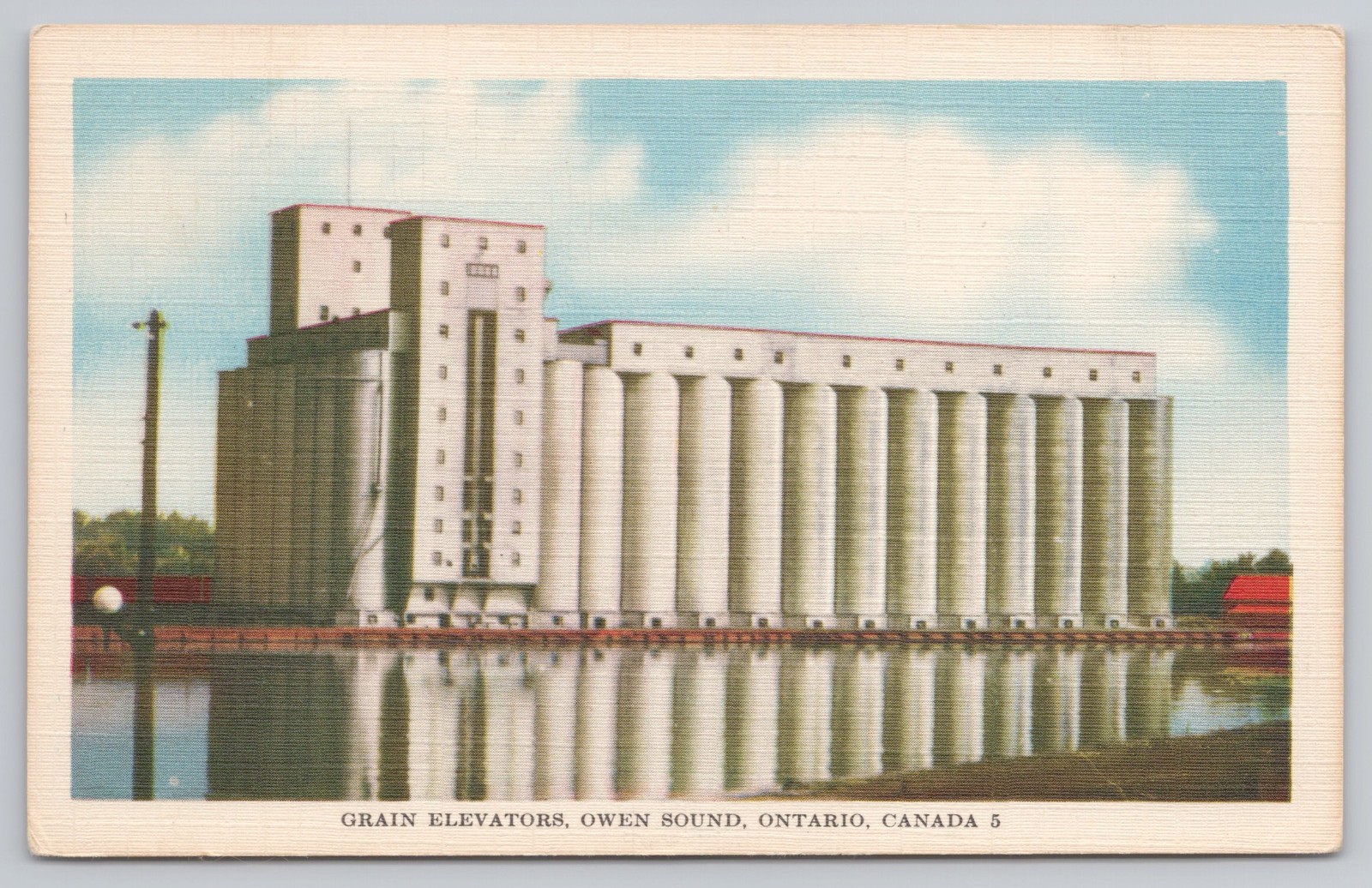 Vintage Owen Sound, Ontario Postcard Canada c.1950s Grain Elevators CAN