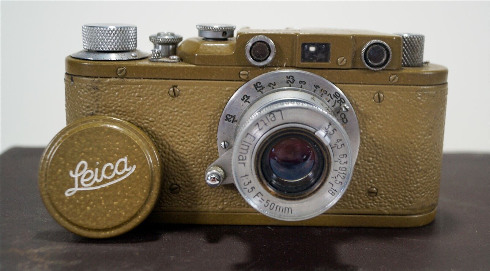 Vintage Pre-War 1937/8 Military Leica IIIa Green 35mm Camera w/Elmar Lens 247426