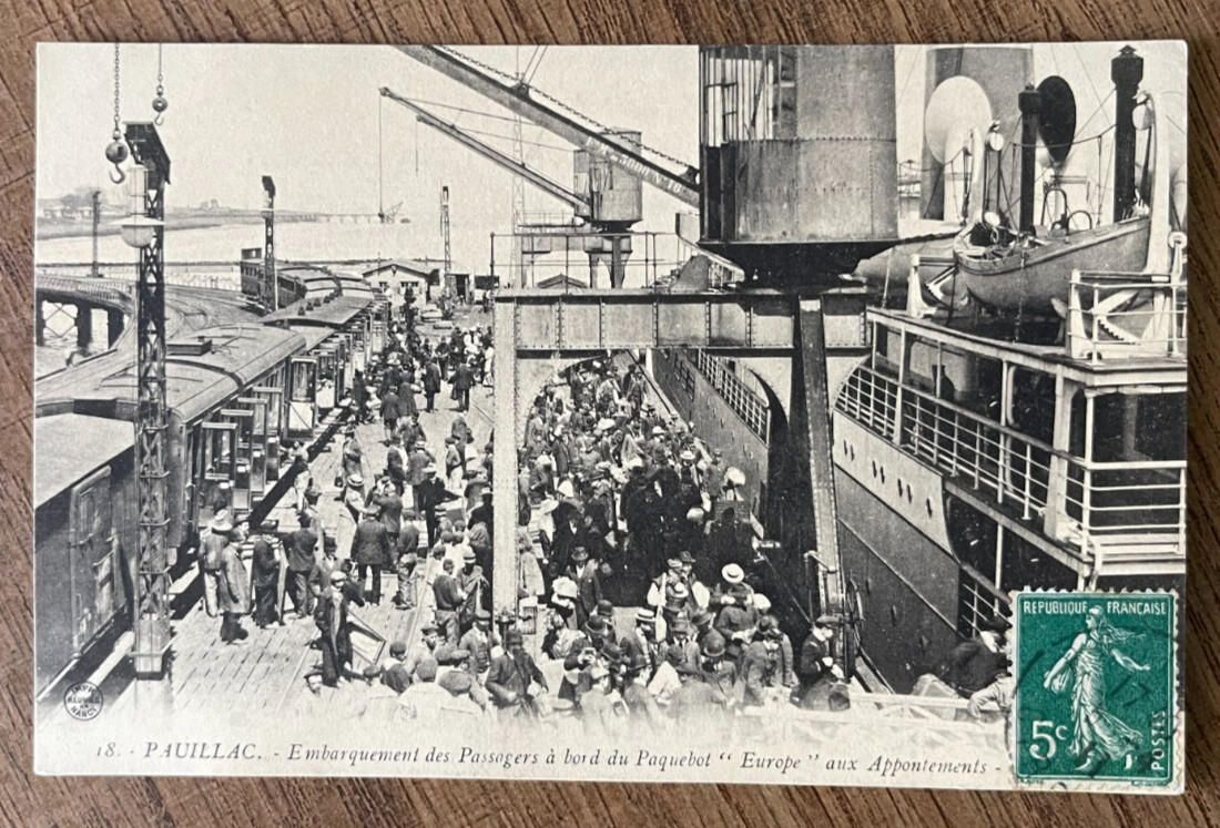 Cpa Postcard Pauillac Embarkation Of Passengers Aboard The Liner Europe Cpa Postcard Pauillac Embarkation Of Passengers Aboard The Liner Europe