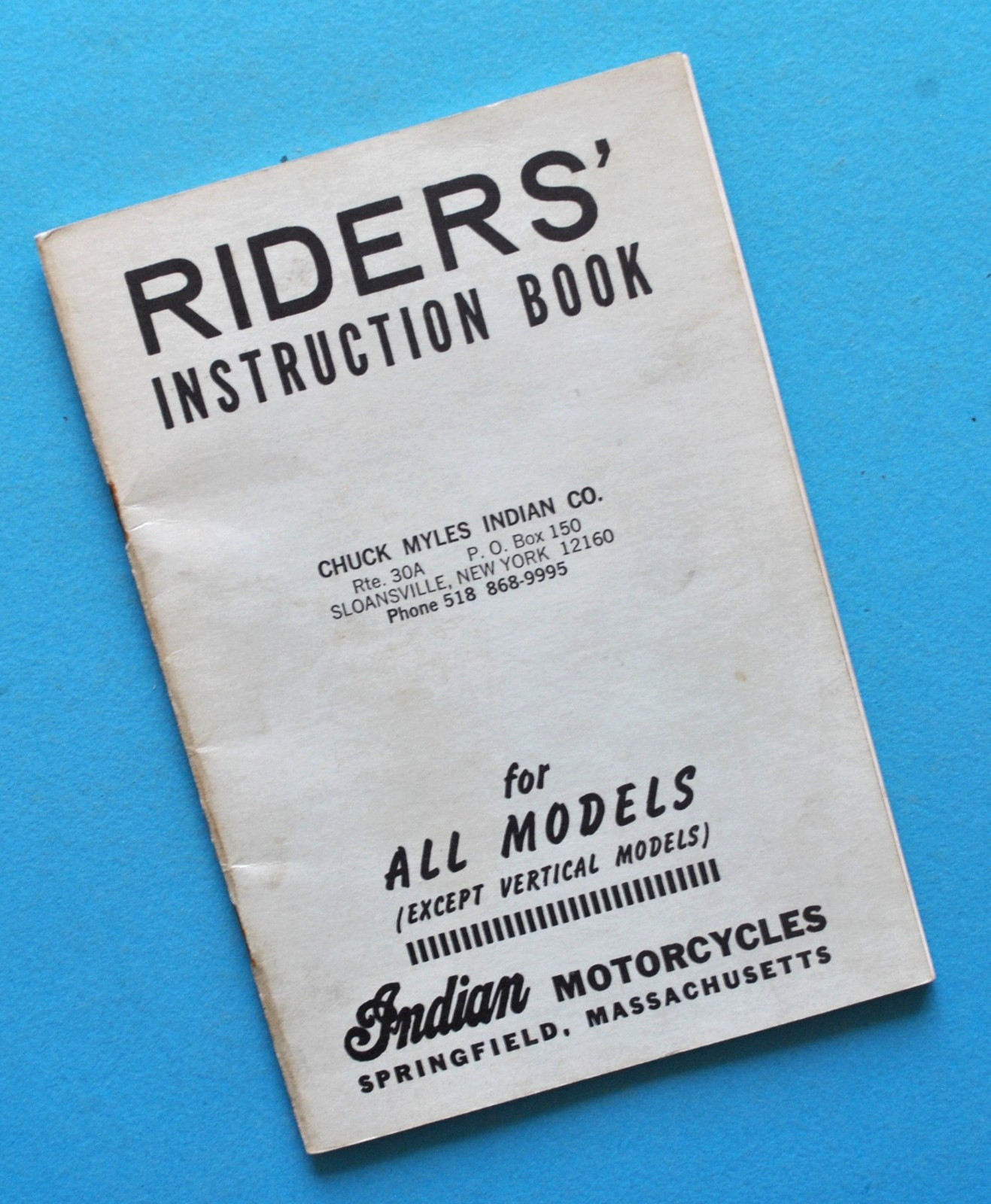 Vintage 1940's-1951 Indian Motorcycle Scout Chief 74 & 80 Rider Instruction Book