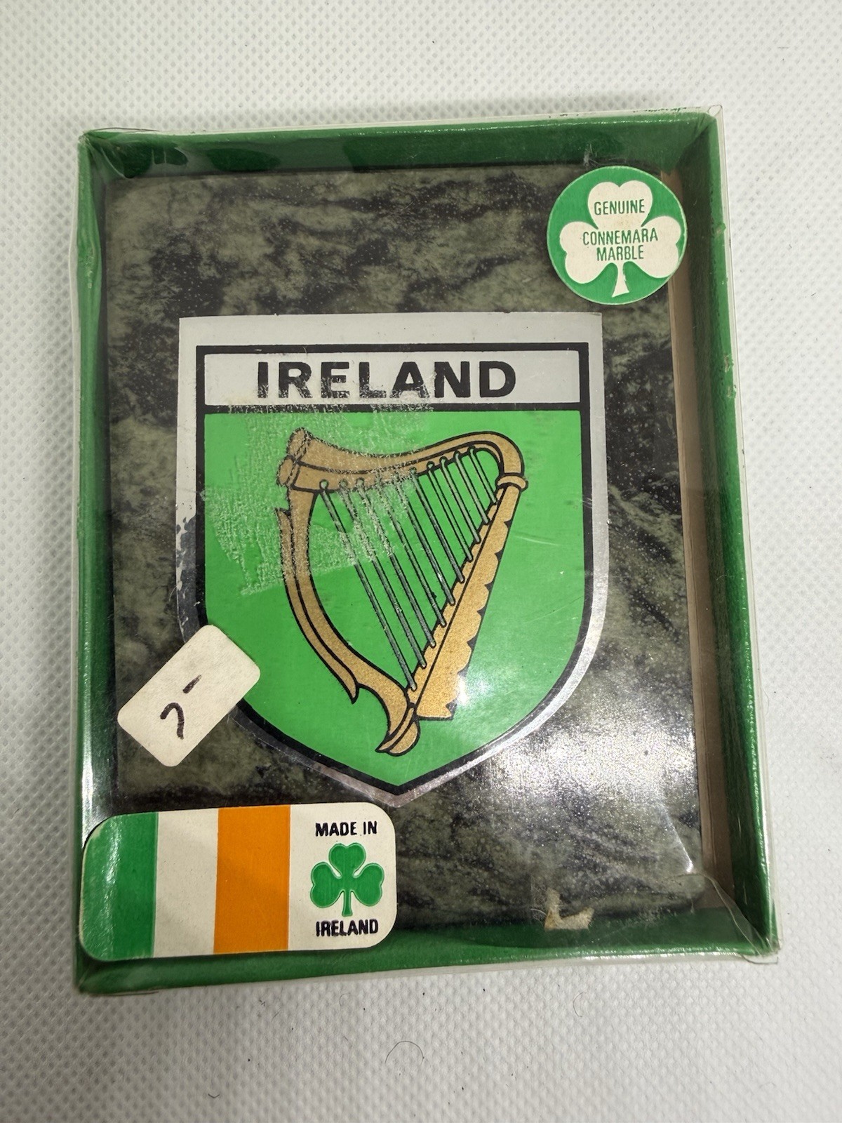 Vintage Genuine Connemara Marble Ireland Harp Wall Plaque
