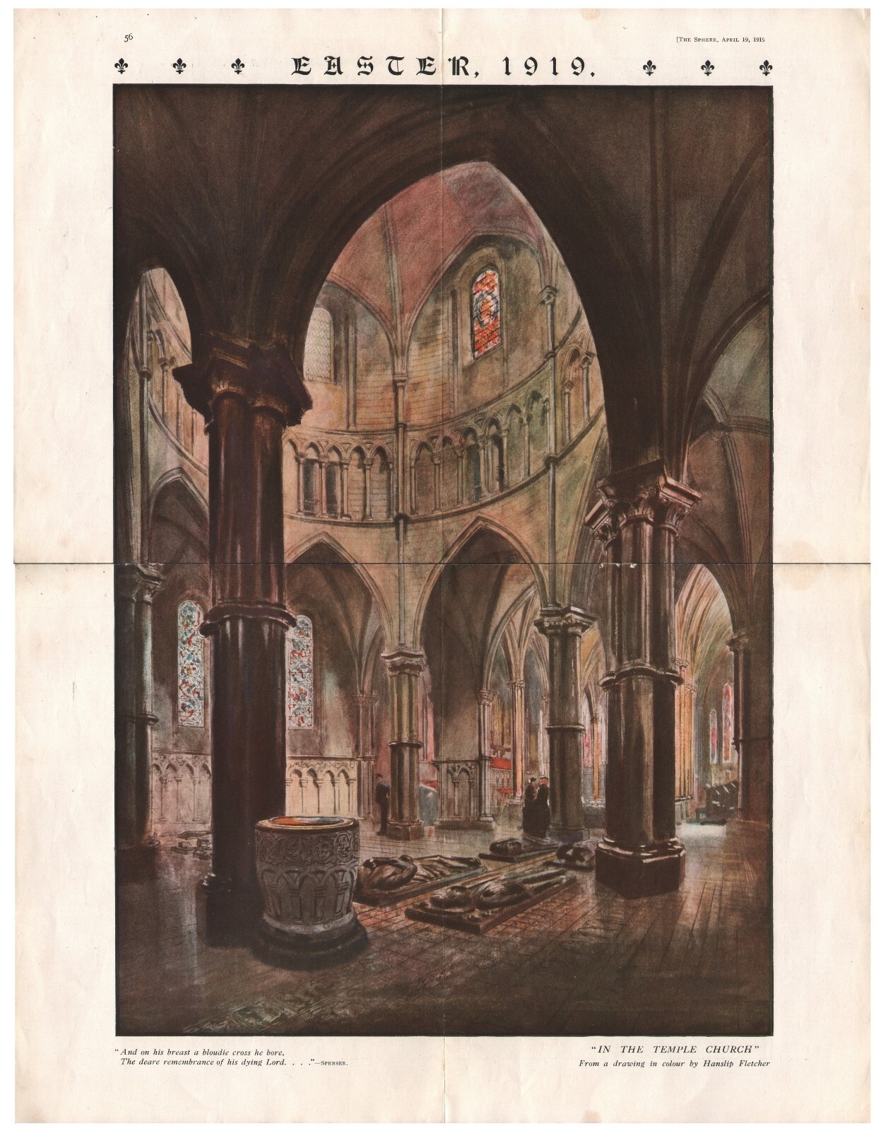 1919 Vintage 4-Pg Foldout Easter Chapel Of Henry VII Periodical Print 1919 Vintage 4-Pg Foldout Easter Chapel Of Henry VII Periodical Print