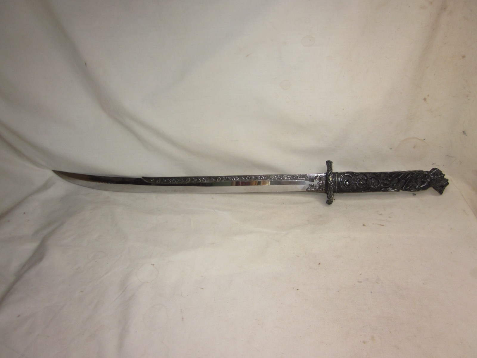 vintage Chinese Sword ornate hard polymer? dragon handle stainless 21\