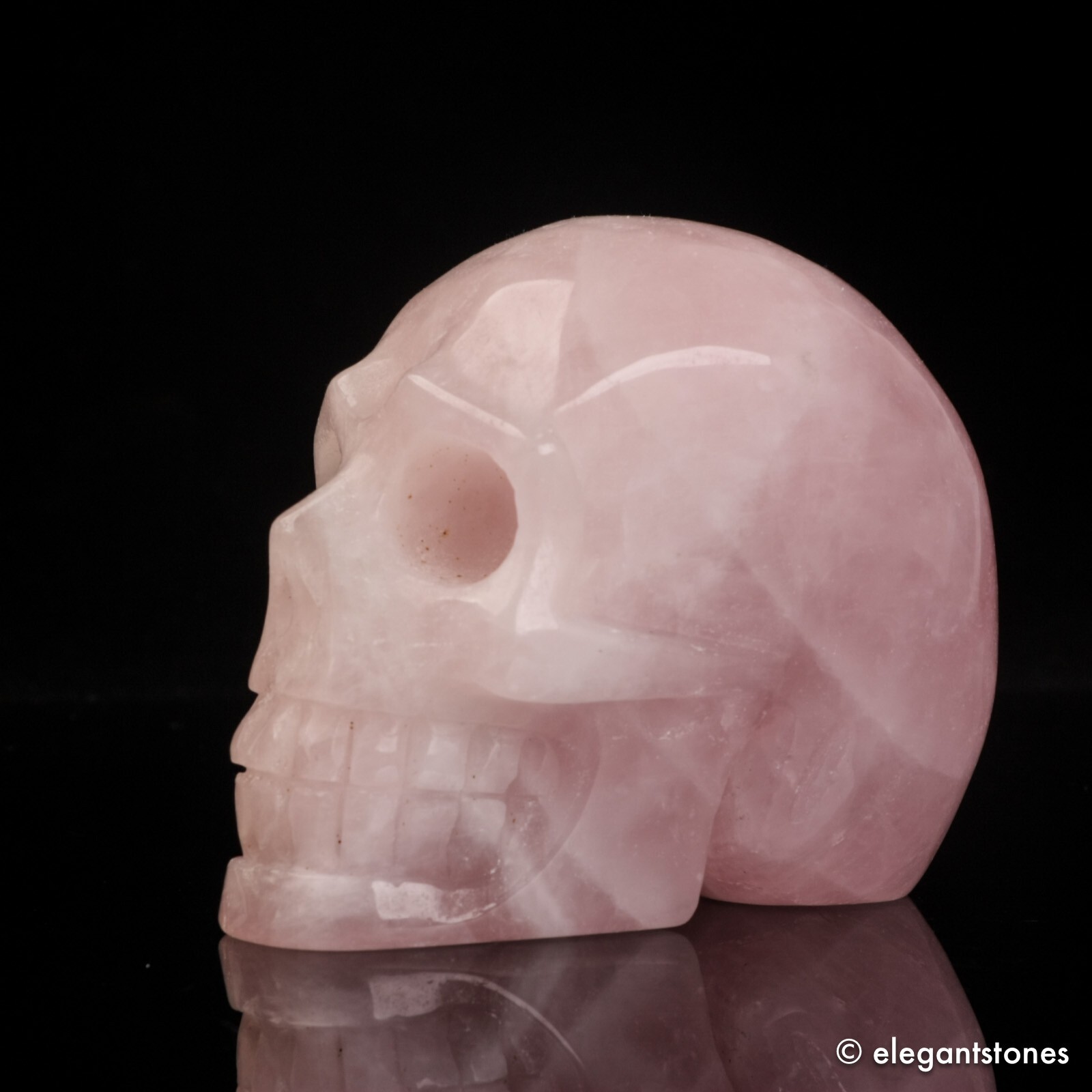 610g 91mm Pink Rose Quartz Skull Natural Crystal Healing Hand Carved Stone