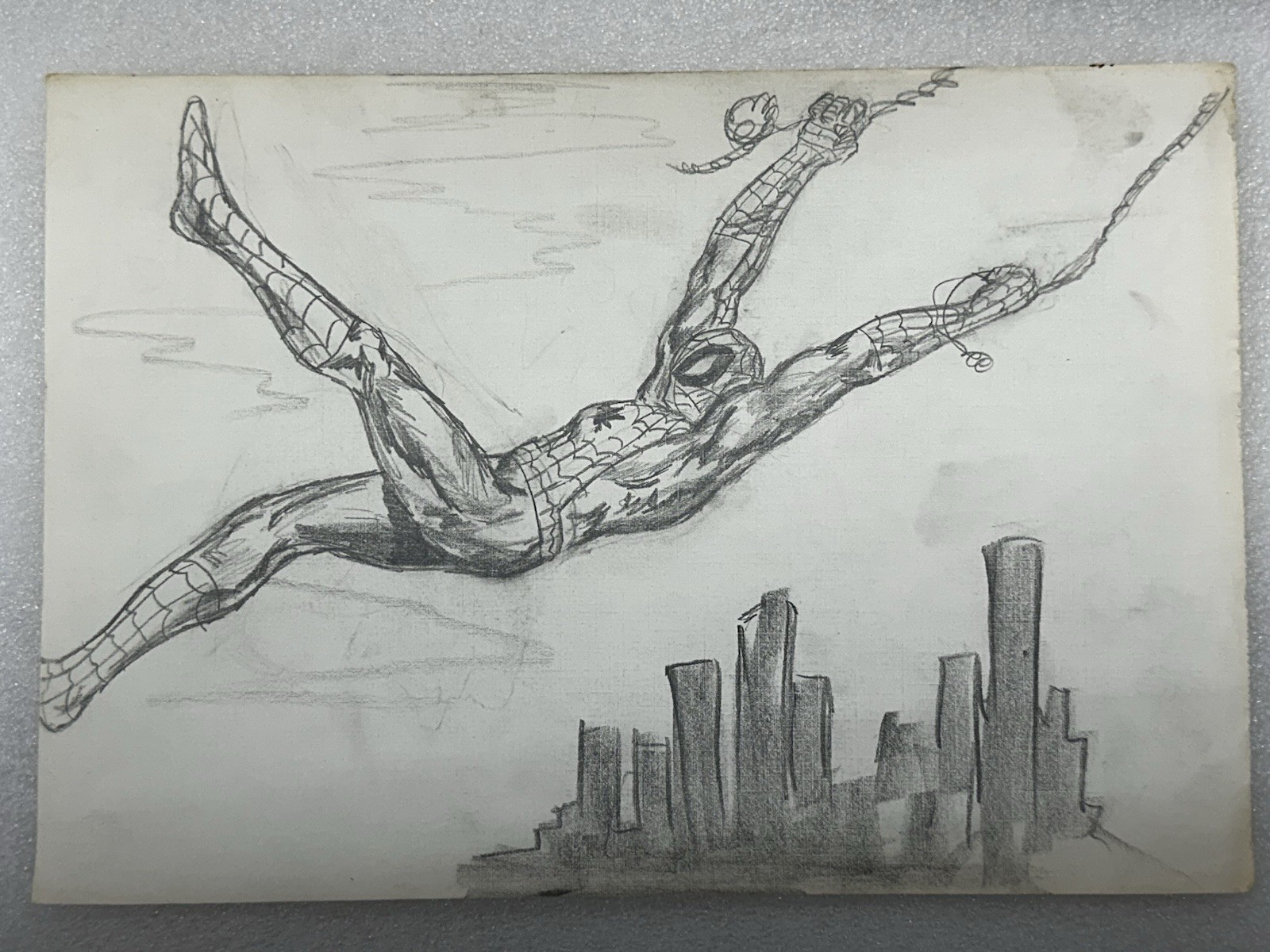 Estate Find Original Spider-Man Pencil Sketch Drawing 10 1/2 x 7 Comic Art