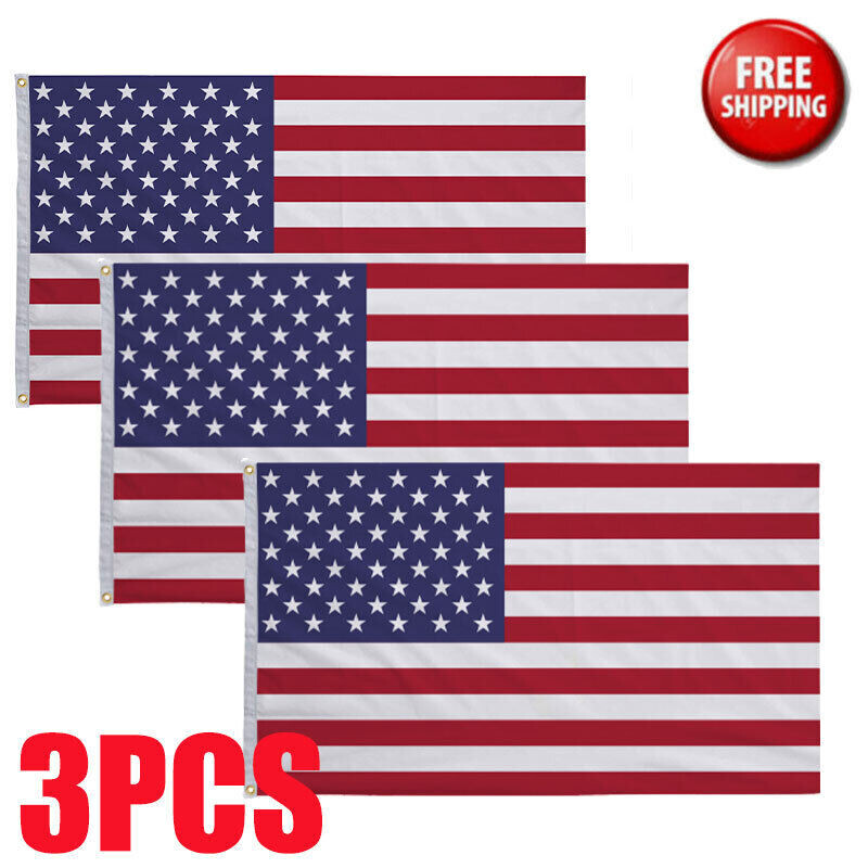 3' x 5' FT USA US U.S. American Flag Polyester Stars Brass 2 Grommets 3PCS New 3' x 5' FT USA US U.S. American Flag Polyester Stars Brass 2 Grommets 3PCS New