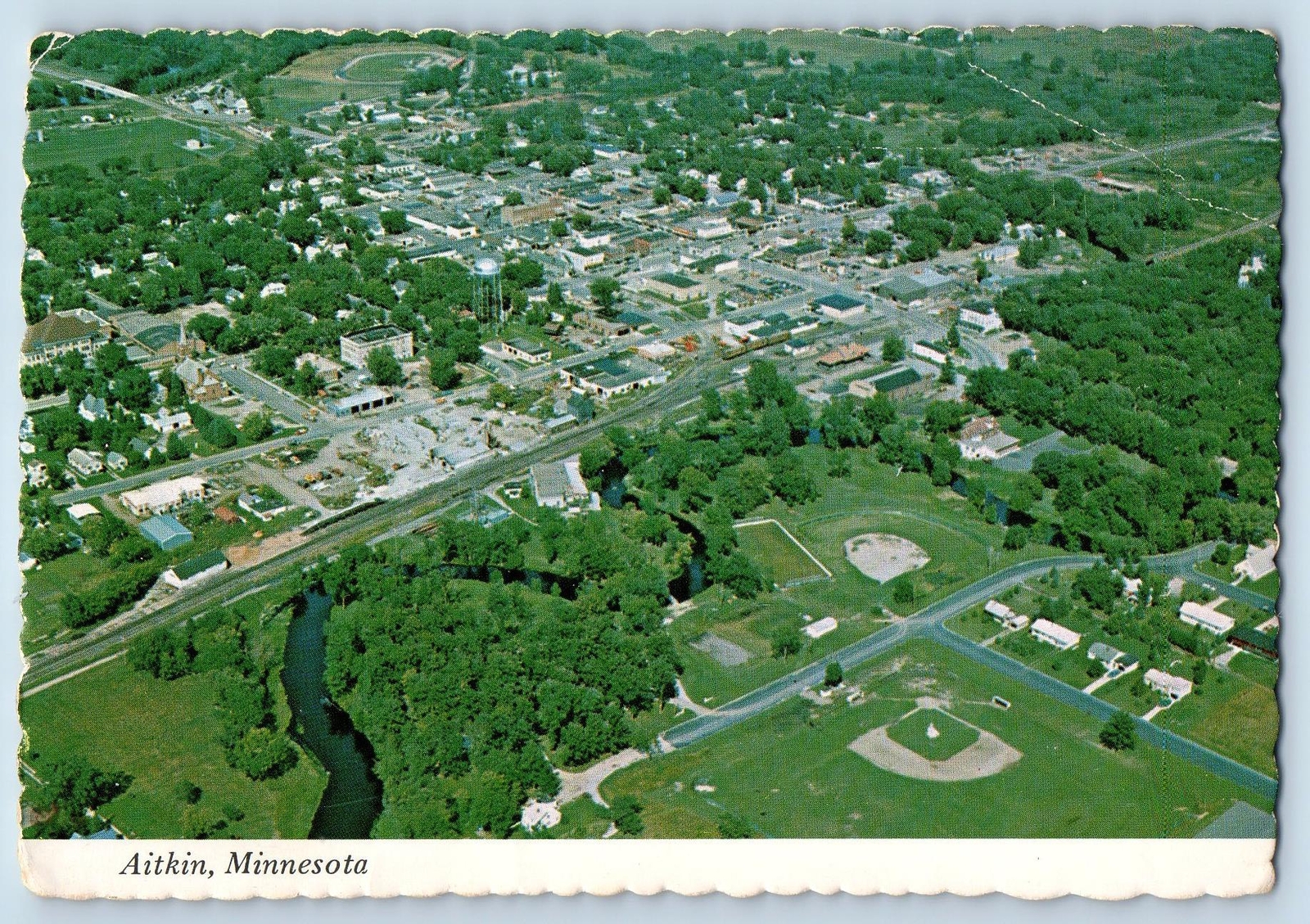 Aitkin Minnesota MN Postcard Aerial View Of Located Hunting And Fishing c1960s