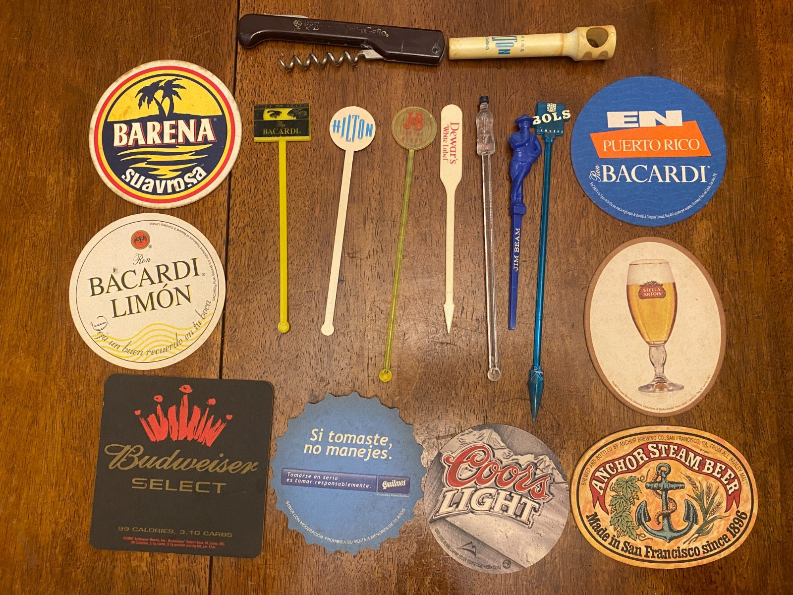 Puerto Rico, 1980-90s, Vintage Bar ADVERTISEMENT MEMORABILIA, Lot of 17, used
