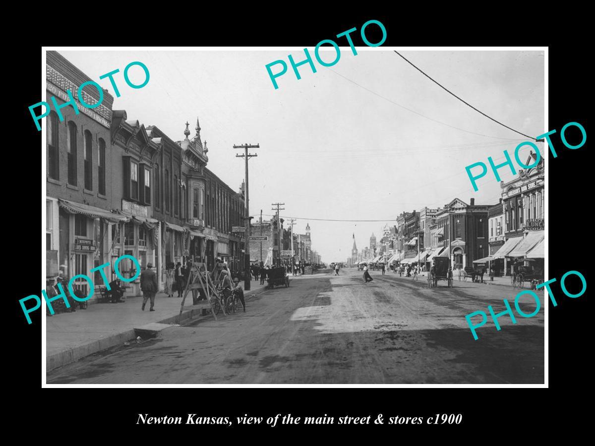 OLD LARGE HISTORIC PHOTO OF NEWTON KANSAS VIEW OF THE MAIN St & STORES c1900 OLD LARGE HISTORIC PHOTO OF NEWTON KANSAS VIEW OF THE MAIN St & STORES c1900