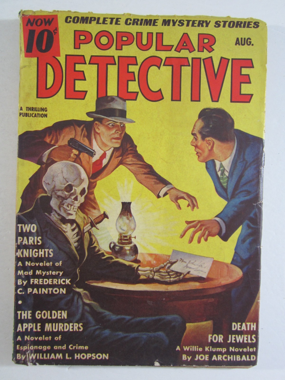 Popular Detective #56 August 1940 Classic Zirn Skeleton/skull cover Popular Detective #56 August 1940 Classic Zirn Skeleton/skull cover