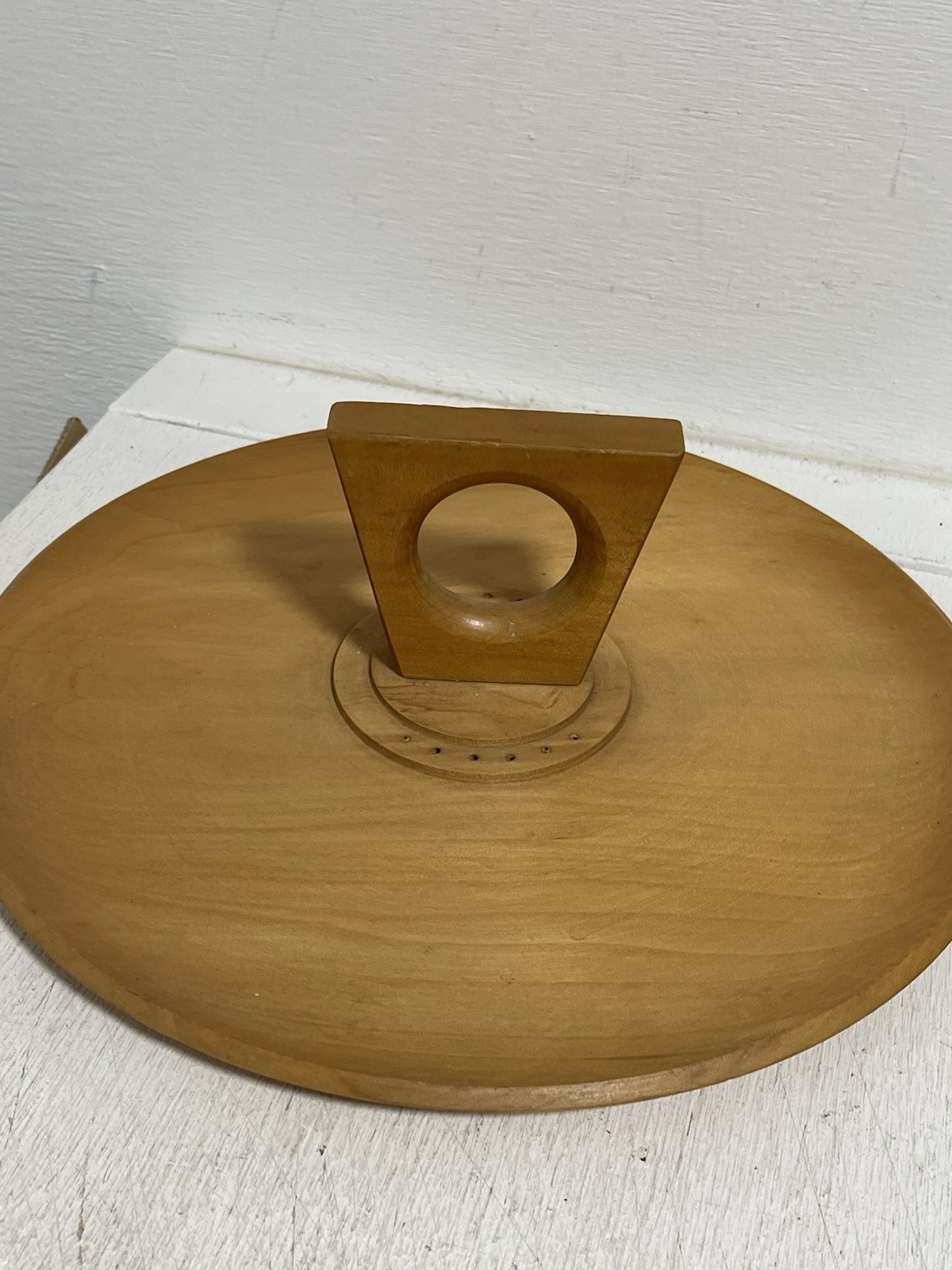 VINTAGE MID CENTURY WOODEN SERVING DISH - 35cm D Benoits Kauri Wood Australia