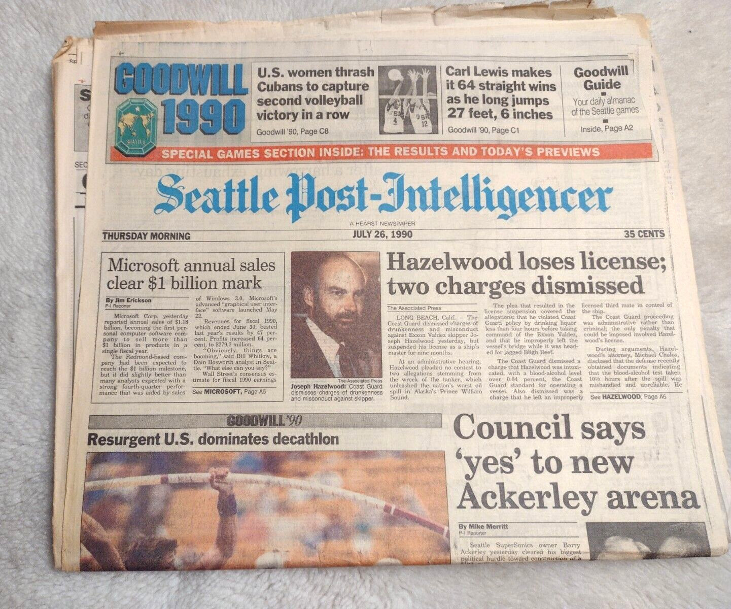 Seattle Post Intelligencer Newspaper July 26, 1990 Goodwill Games Soviet Russia Seattle Post Intelligencer Newspaper July 26, 1990 Goodwill Games Soviet Russia