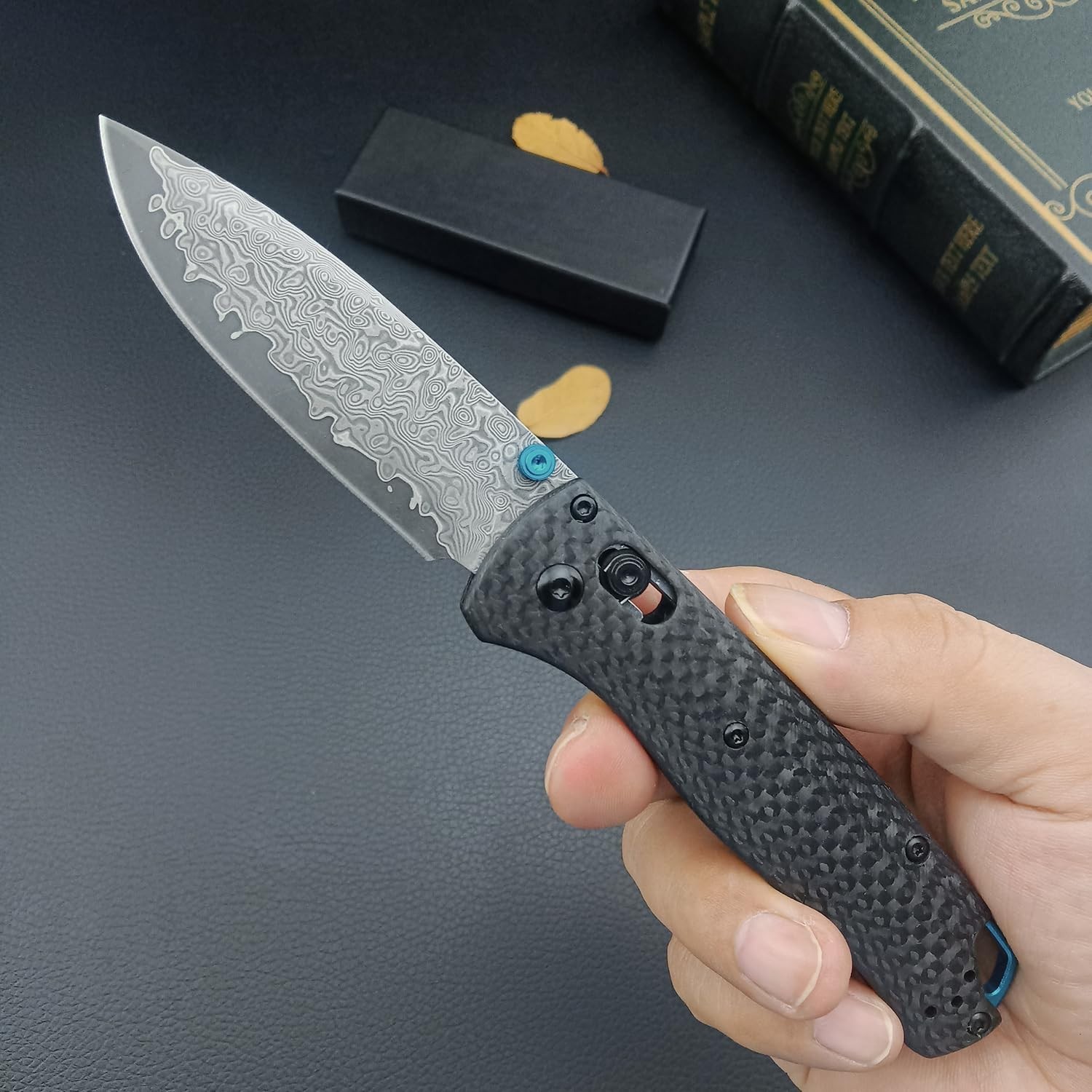 Benchmade 535-3 Bugout CPM Damascus Carbon Fiber AXIS Lock EDC Knife