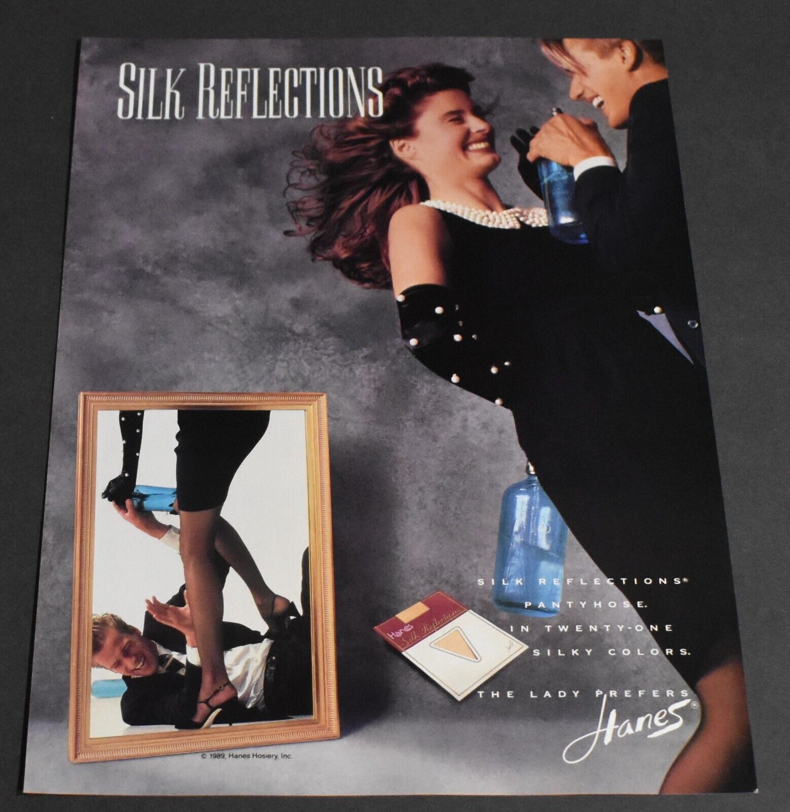 1989 Print Ad Sexy Heels Long Legs Fashion Lady Hanes Pantyhose Dress Silk Art