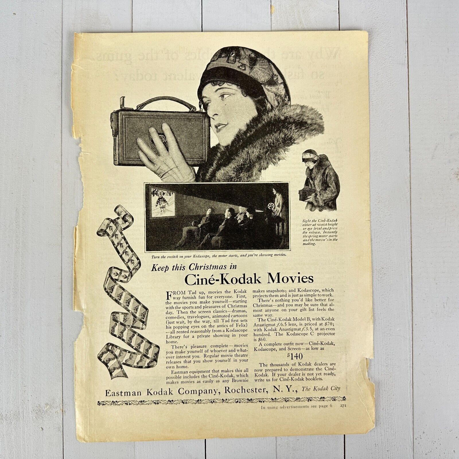 Vintage Antique Eastman Kodak Company Movies Kodascope Print Ad Advertising 20s