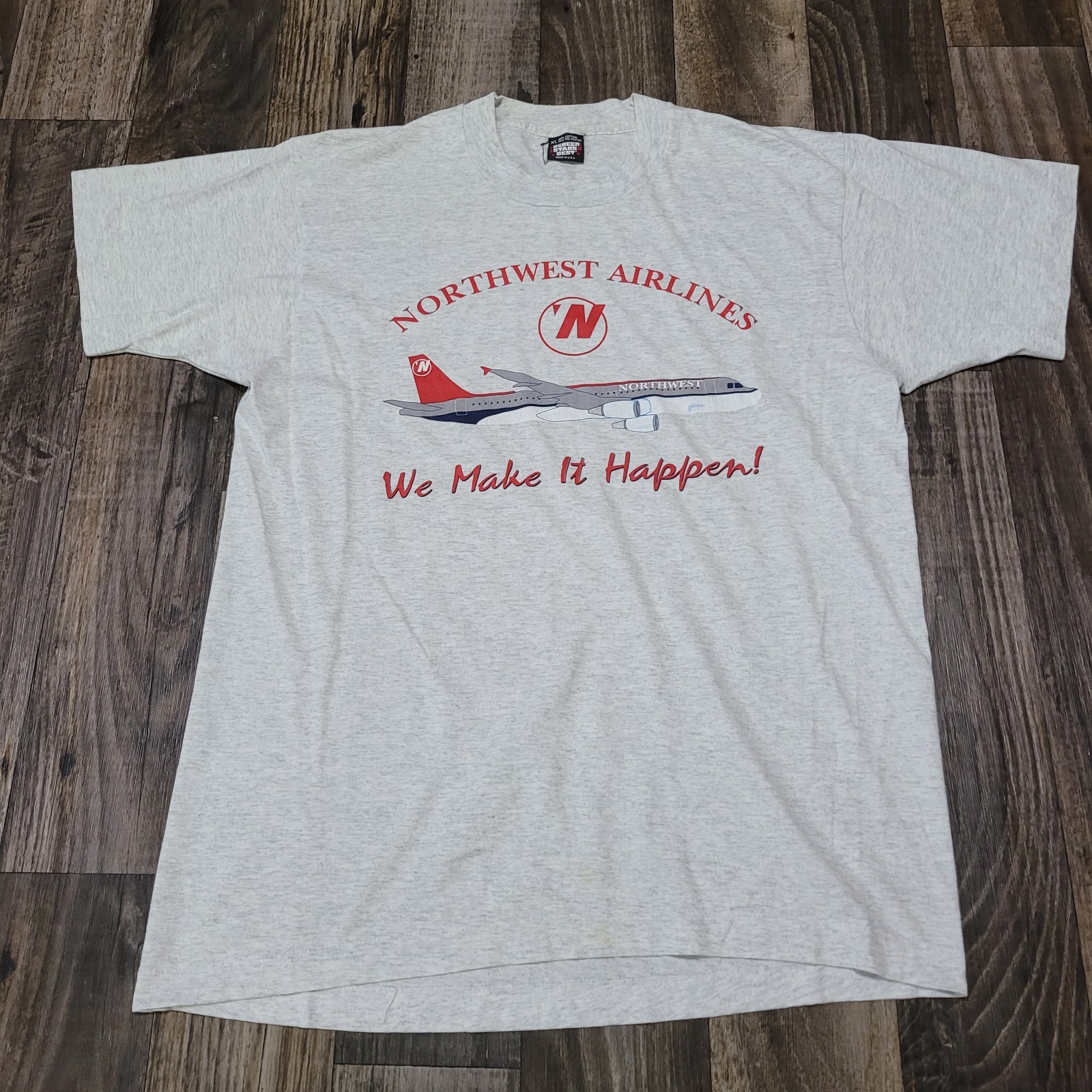 Northwest Airlines shirt 1990s Size Large Heathered Gray Screen Stars Northwest Airlines shirt 1990s Size Large Heathered Gray Screen Stars