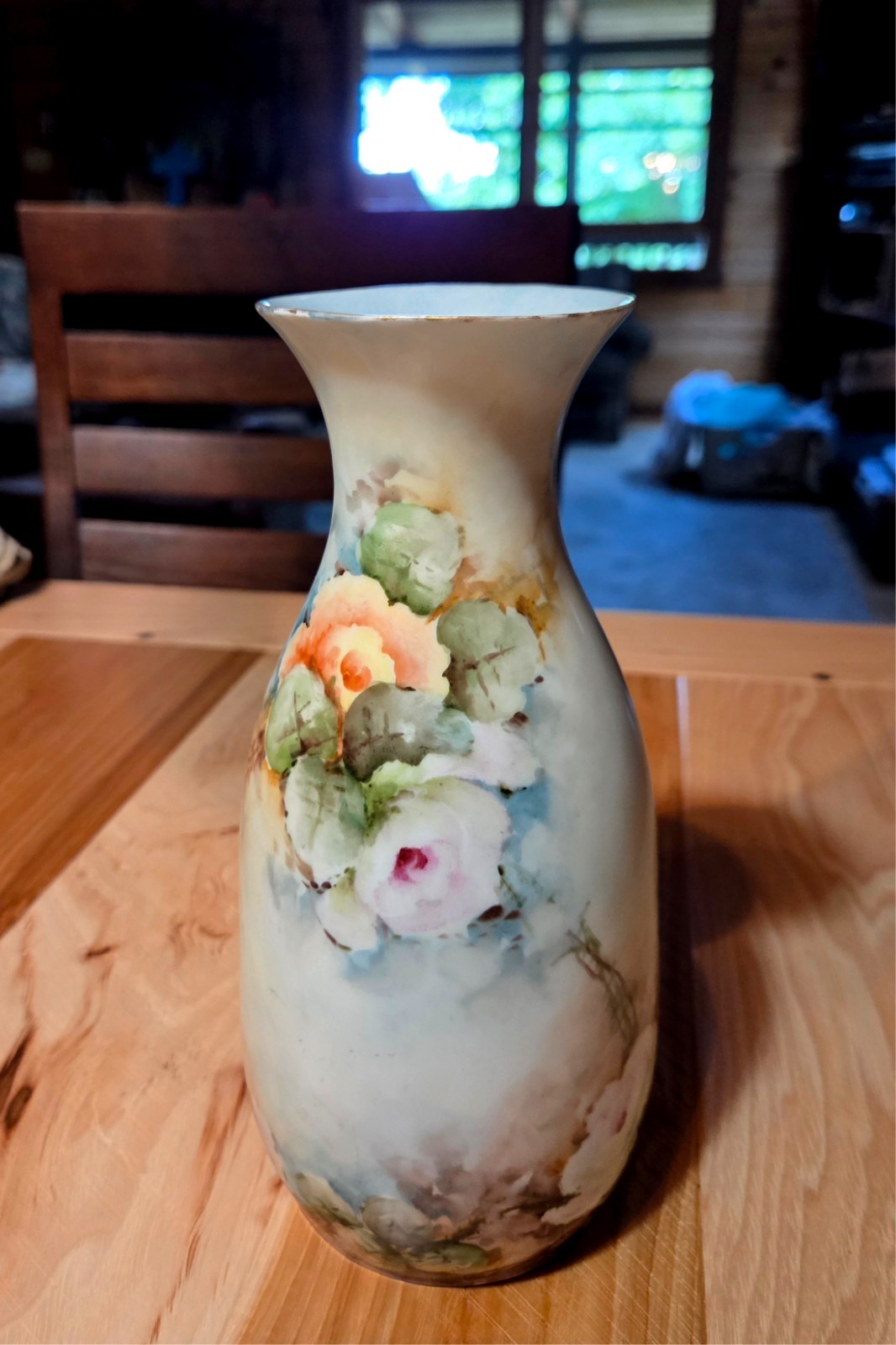 Antique ZS& -Bavaria Hand Painted Rose Floral Porcelain Vase