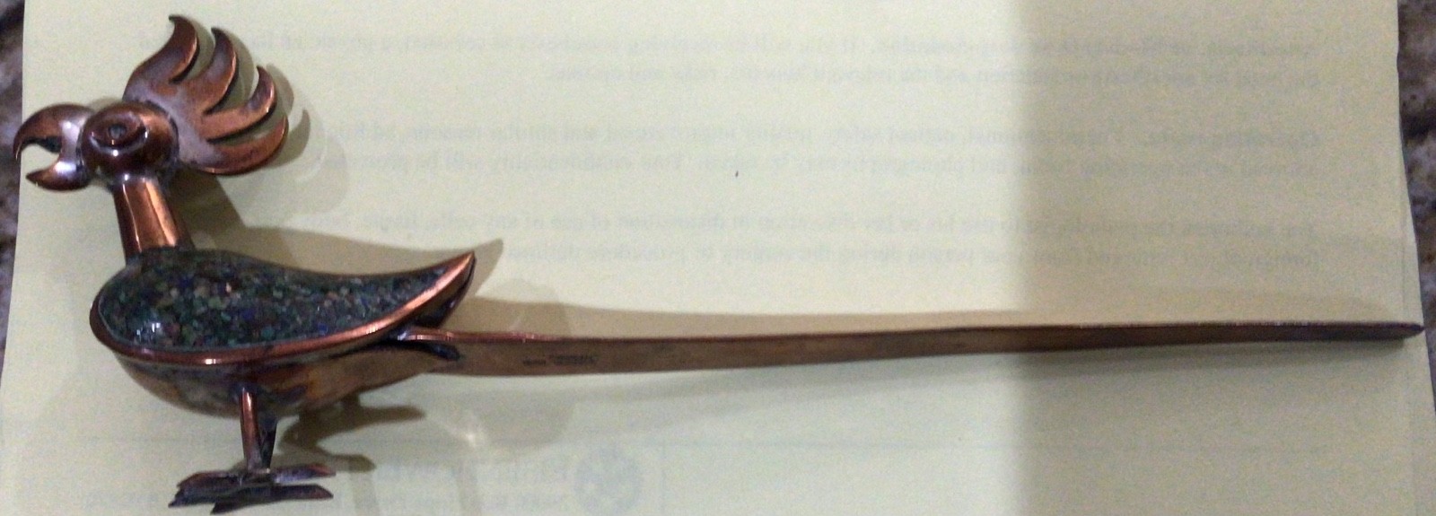 VTG TAXCO MEXICO STAMPED QUETZAL BIRD LETTER OPENER RARE VTG TAXCO MEXICO STAMPED QUETZAL BIRD LETTER OPENER RARE