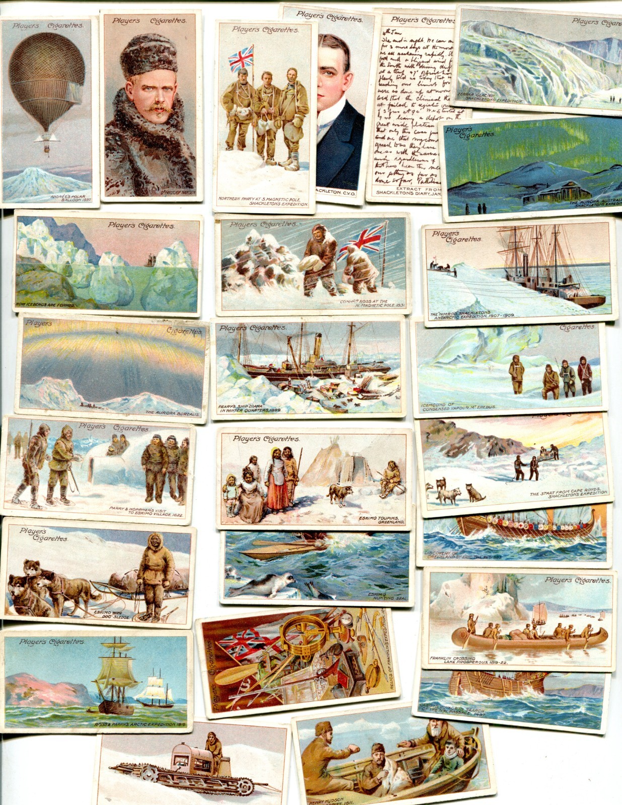 1915 JOHN PLAYER LTD. POLAR EXPLORATION 25 DIFFERENT TOBACCO CARD SET