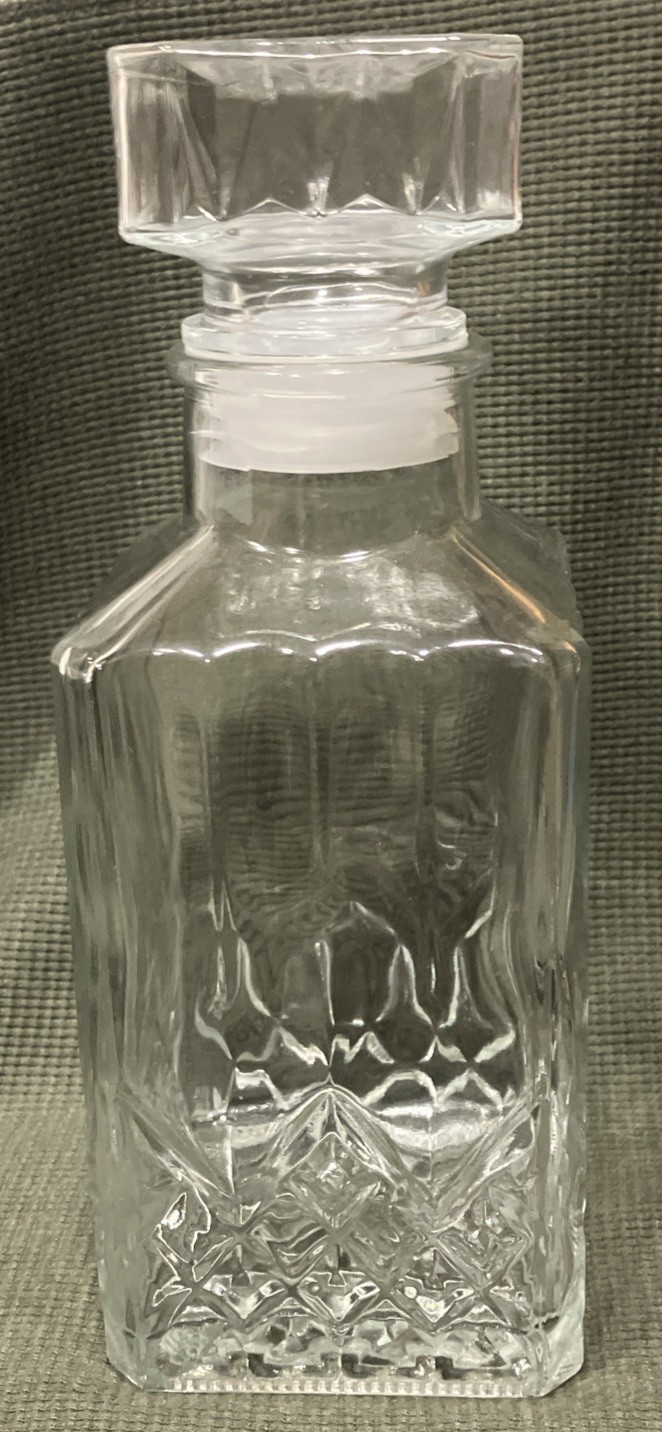 Decanter - 9 1/2 inch, glass. Etched design, brand new never used Decanter - 9 1/2 inch, glass. Etched design, brand new never used