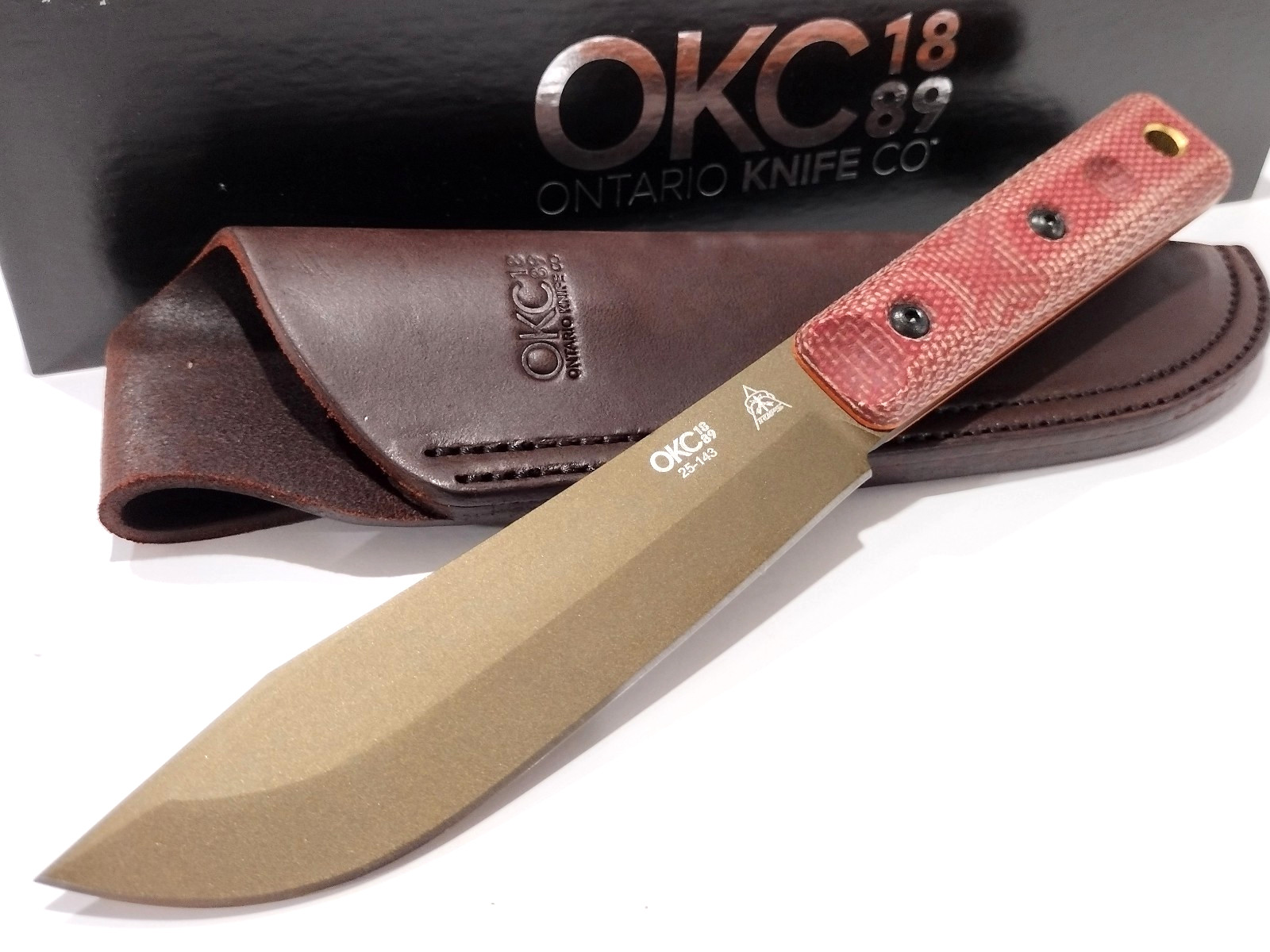 Ontario OKC TOPS Knives Red Bronze ON7026 XL Hunting Knife + Sheath NEW USA Ontario OKC TOPS Knives Red Bronze ON7026 XL Hunting Knife + Sheath NEW USA